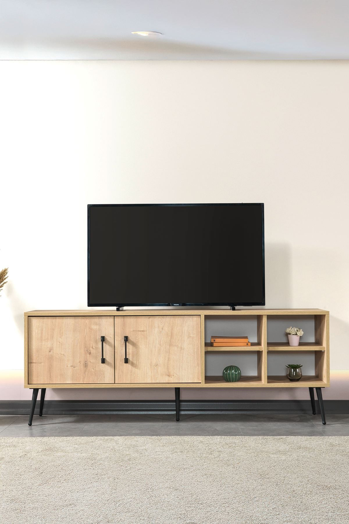 Comoda TV Şile 3608, 160 x 60 x 35 cm, stejar safir, PAL melaminat — imaginea 8