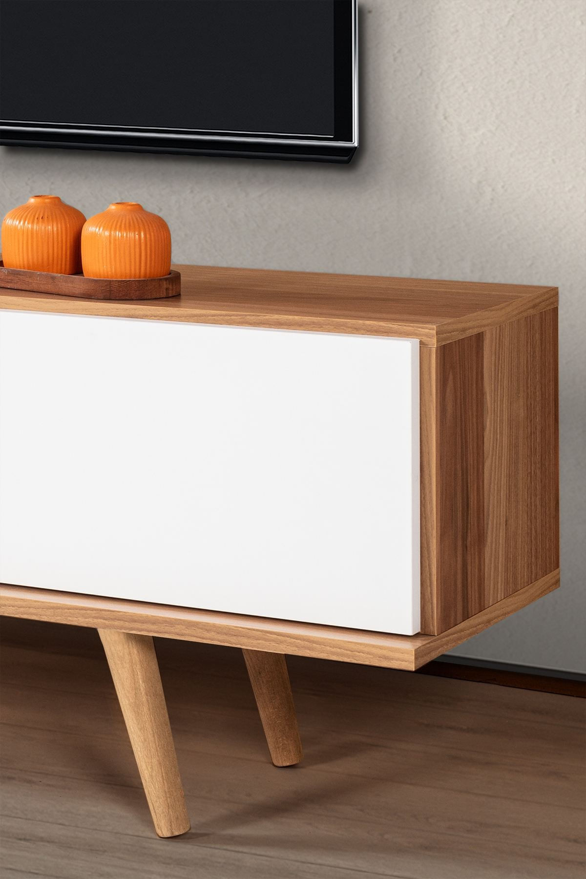 Comoda TV Ela 3633, 160 x 47 x 35 cm, nuc alb, PAL melaminat — imaginea 4