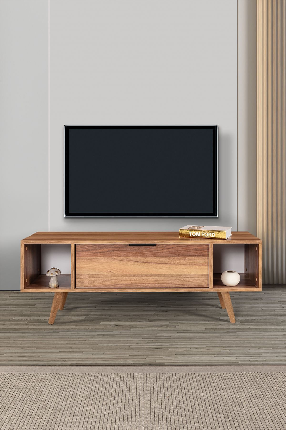 Comoda TV Mesir 3325, 130 x 47 x 35 cm, nuc, PAL melaminat — imaginea 2