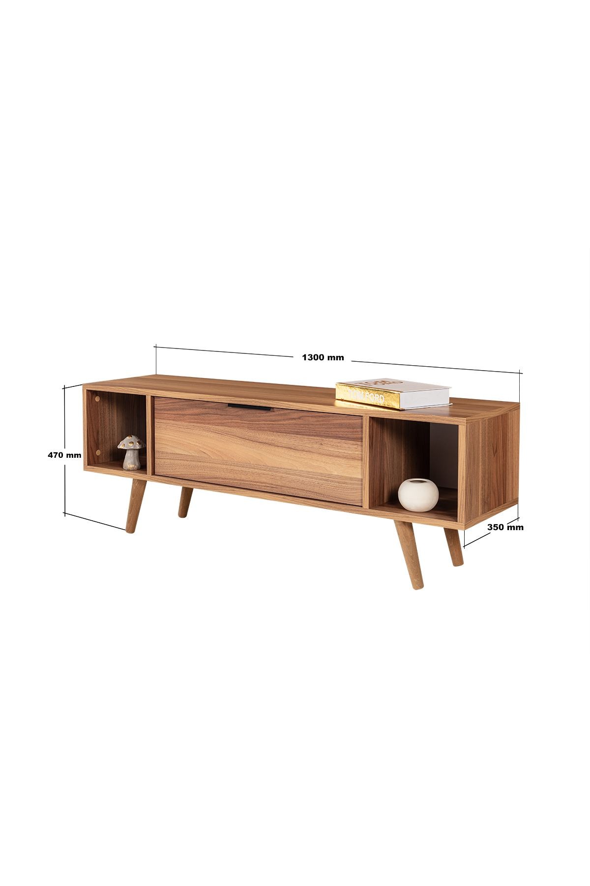 Comoda TV Mesir 3325, 130 x 47 x 35 cm, nuc, PAL melaminat — imaginea 4