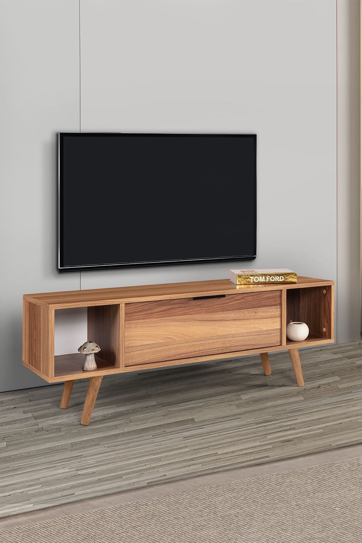 Comoda TV Mesir 3325, 130 x 47 x 35 cm, nuc, PAL melaminat — imaginea 5
