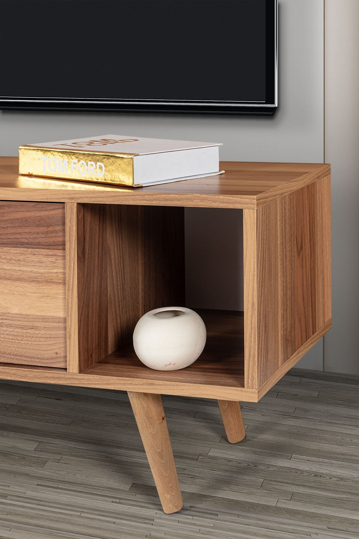 Comoda TV Mesir 3325, 130 x 47 x 35 cm, nuc, PAL melaminat — imaginea 6