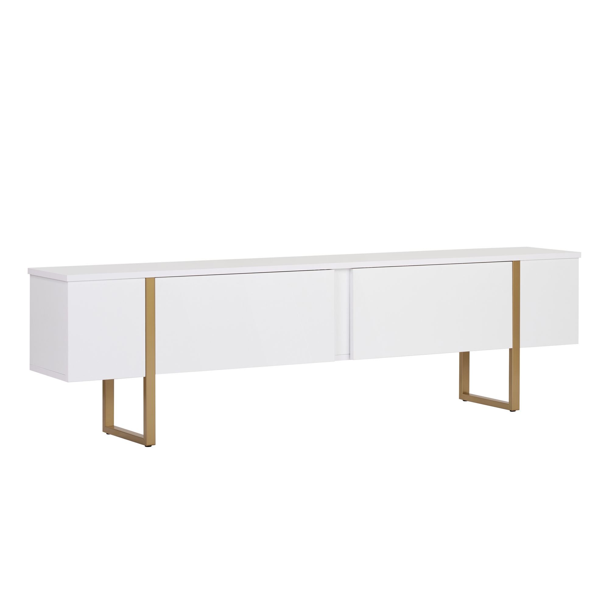 Comoda TV Onera, 180 x 50 x 30 cm, alb auriu, PAL melaminat, alb / gold — imaginea 3