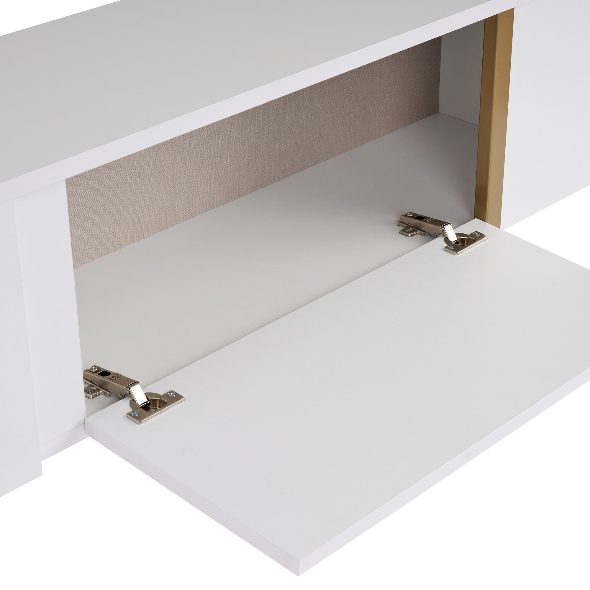 Comoda TV Onera, 180 x 50 x 30 cm, alb auriu, PAL melaminat, alb / gold — imaginea 5