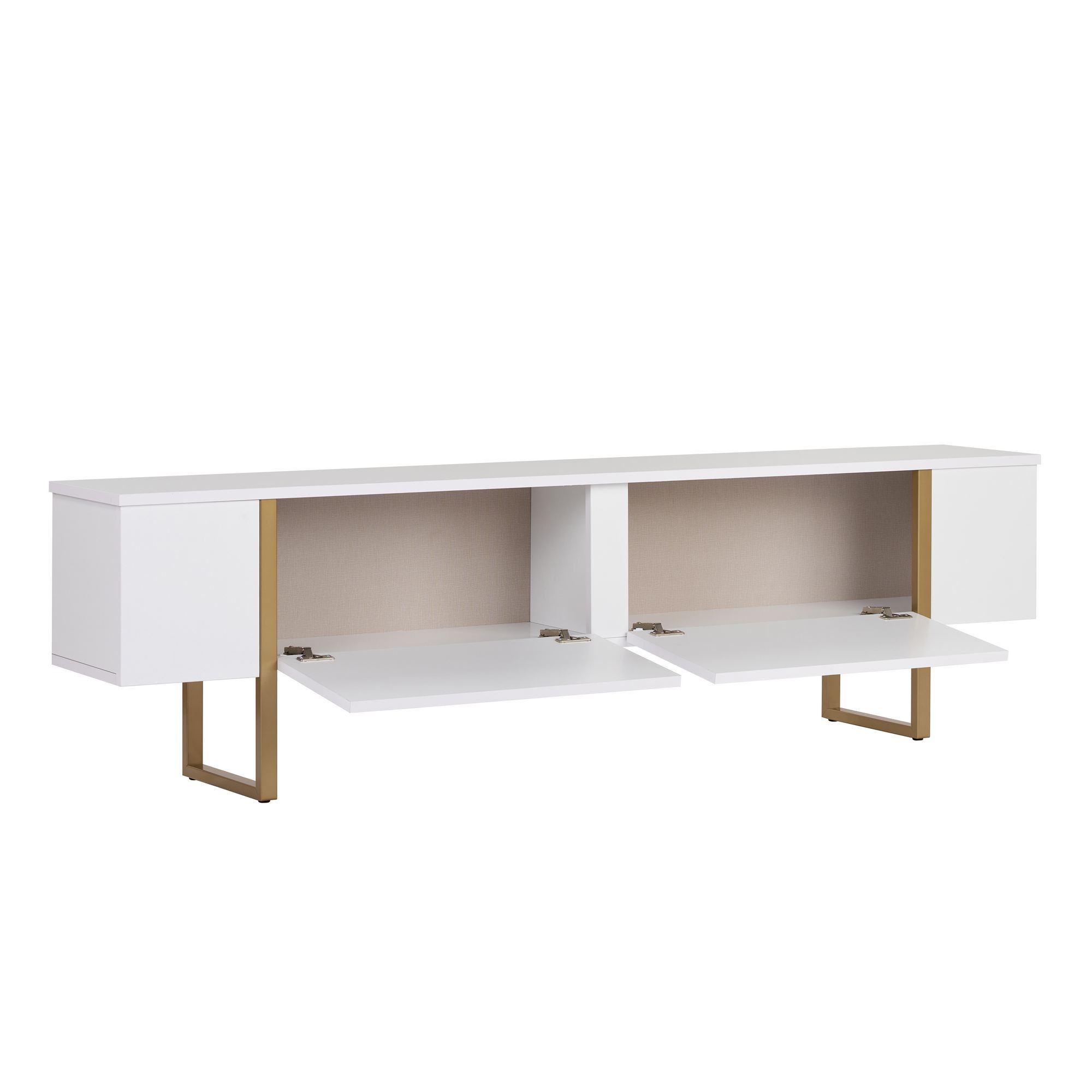 Comoda TV Onera, 180 x 50 x 30 cm, alb auriu, PAL melaminat, alb / gold — imaginea 7