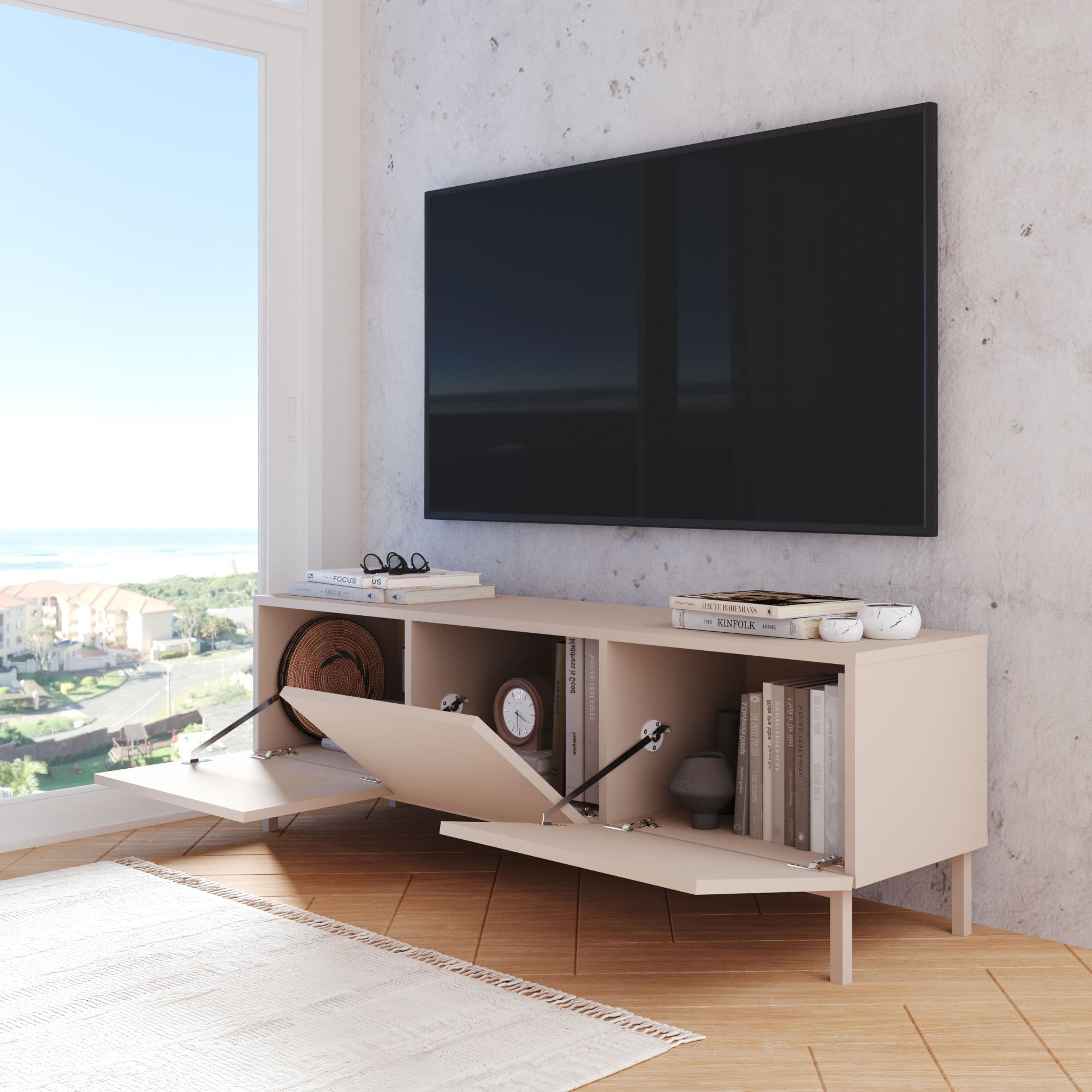 Comoda TV Coast - CO2-CO, 150 x 47,3 x 36,8 cm, sand, PAL melaminat — imaginea 2