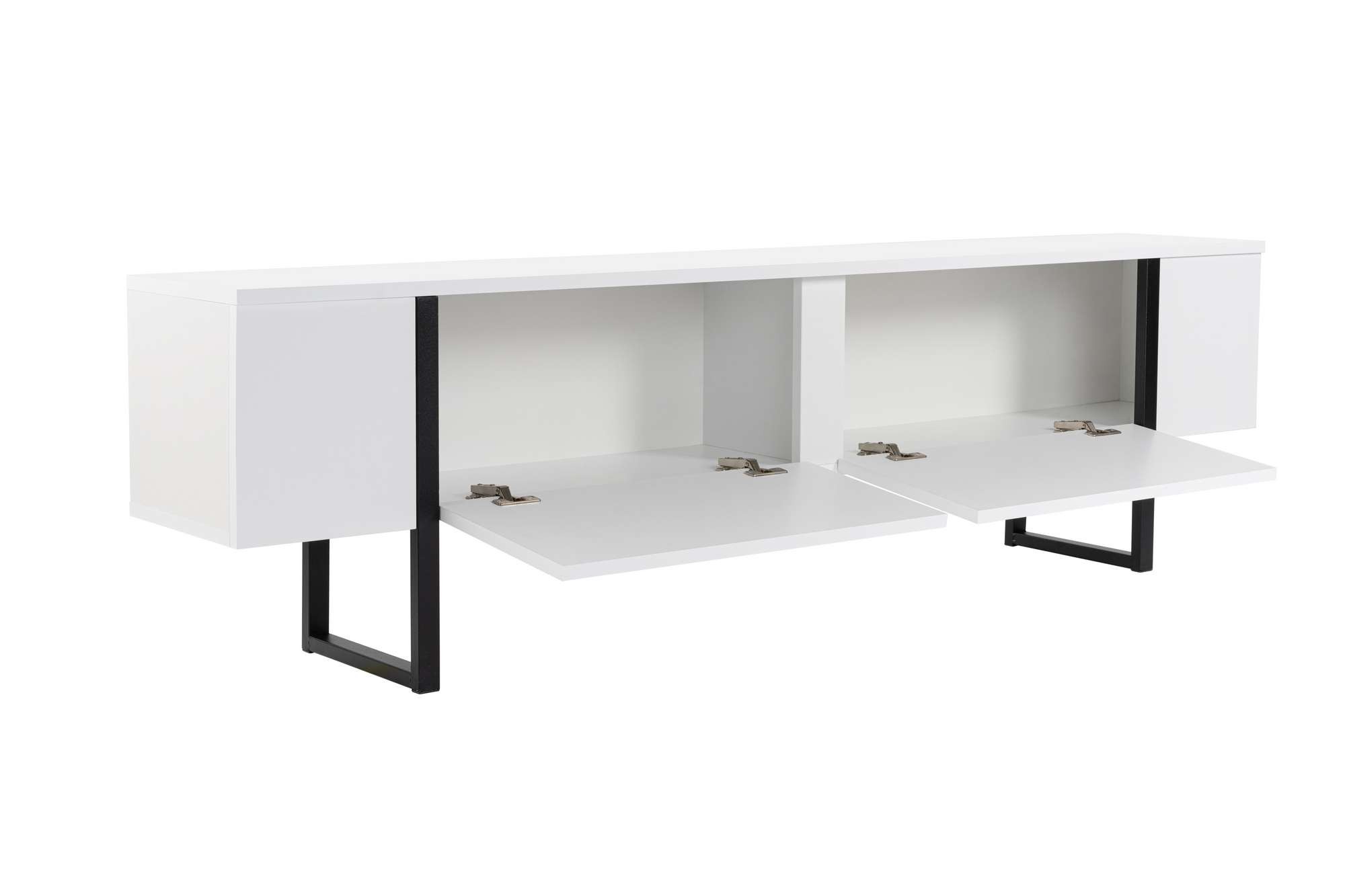 Comoda TV Serenity, 180 x 45 x 30 cm, PAL melaminat, alb / negru — imaginea 4