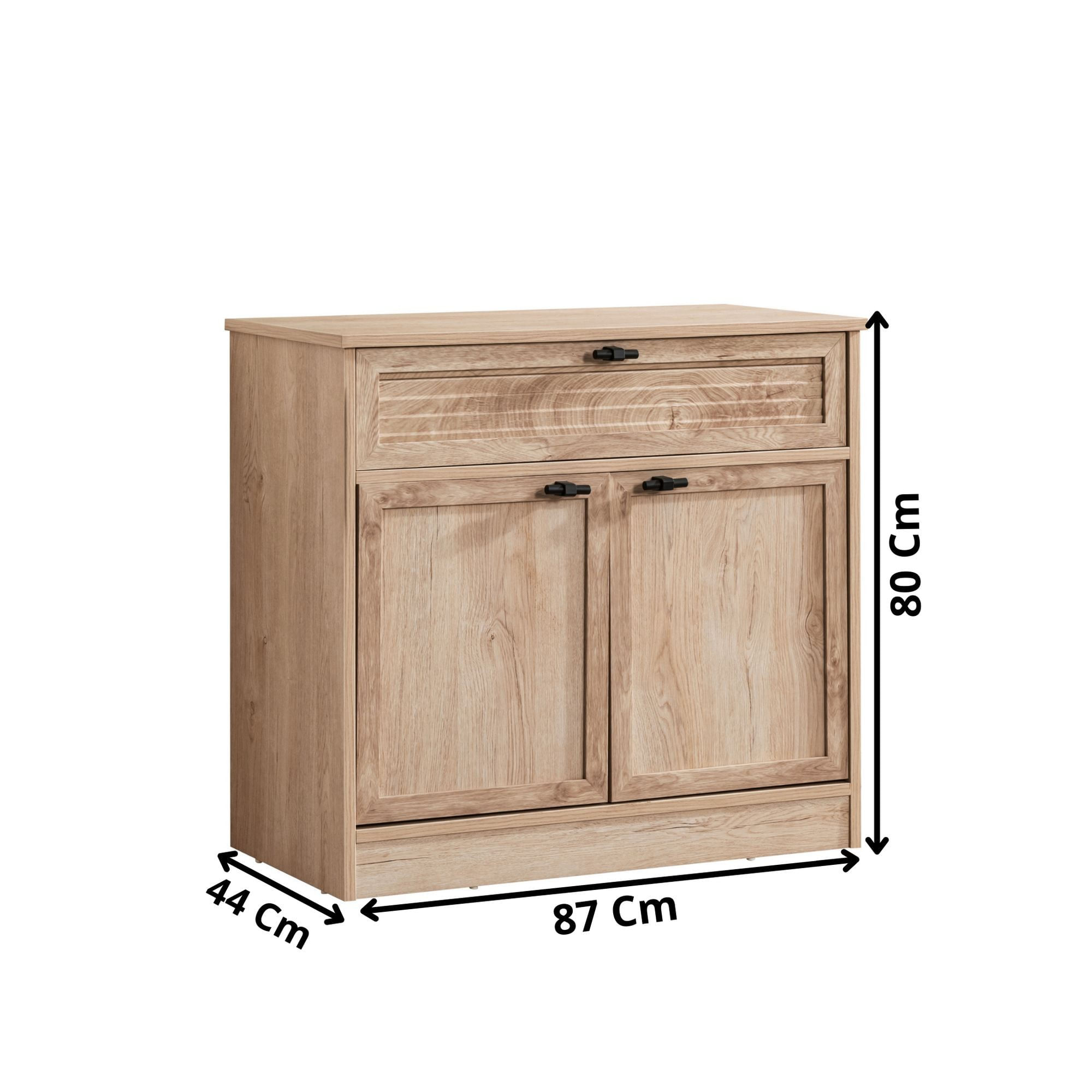 Comoda dormitor Polo, 87 x 80 x 44 cm, maro, PAL melaminat, spatiu de depozitare, fixare pe perete — imaginea 2