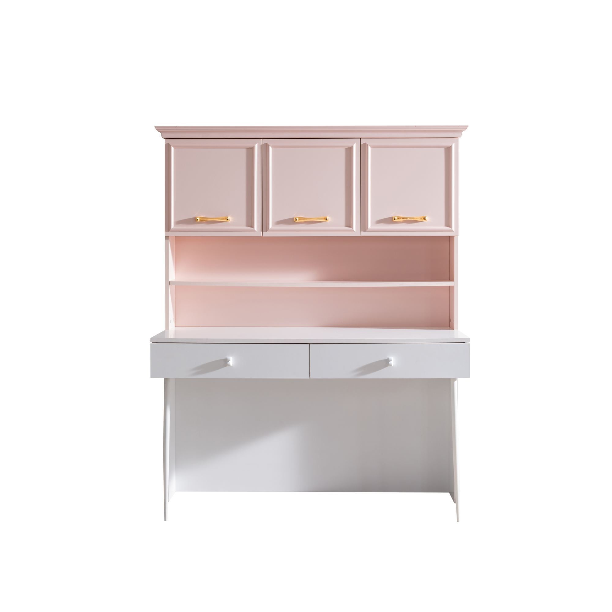 Birou Rosa, 138 x 167 x 60 cm, roz alb, PAL melaminat — imaginea 2