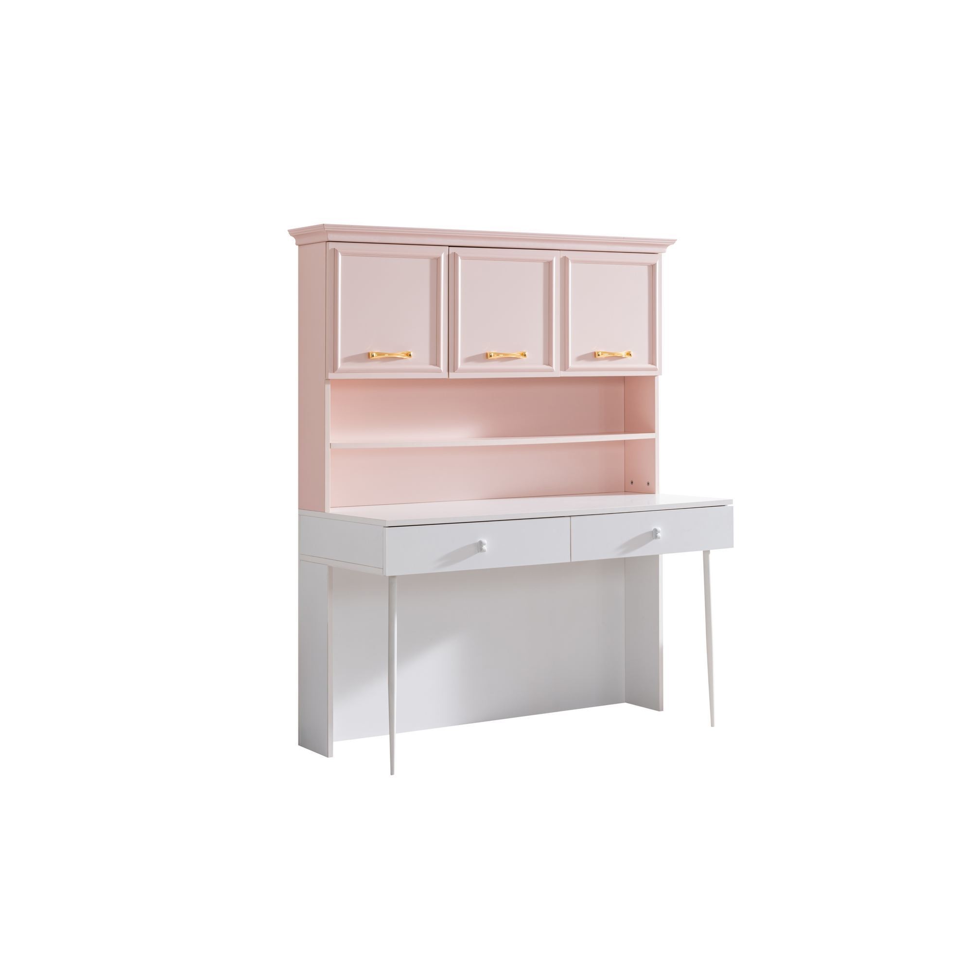 Birou Rosa, 138 x 167 x 60 cm, roz alb, PAL melaminat — imaginea 5