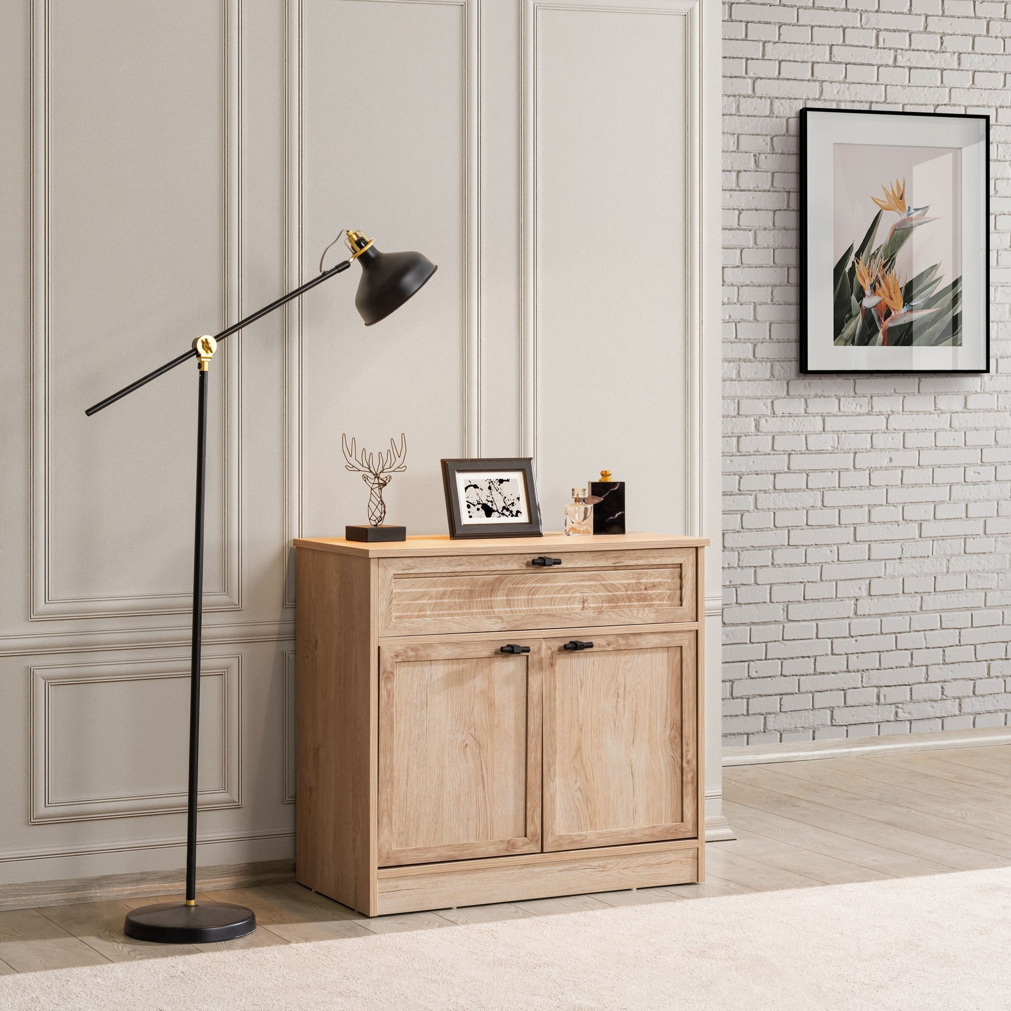 Comoda dormitor Polo, 87 x 80 x 44 cm, maro, PAL melaminat, spatiu de depozitare, fixare pe perete — imaginea 6