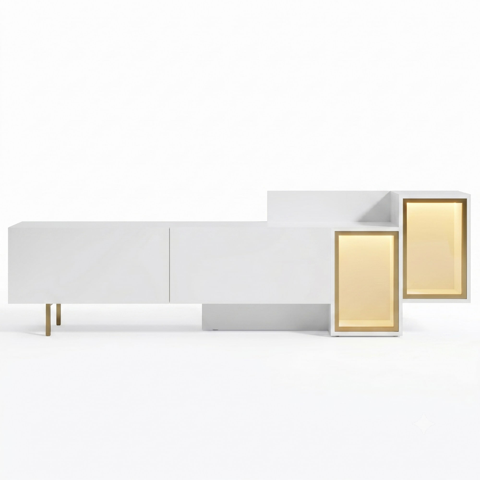 Comoda TV Tenon, alb auriu, PAL melaminat, alb / gold — imaginea 7