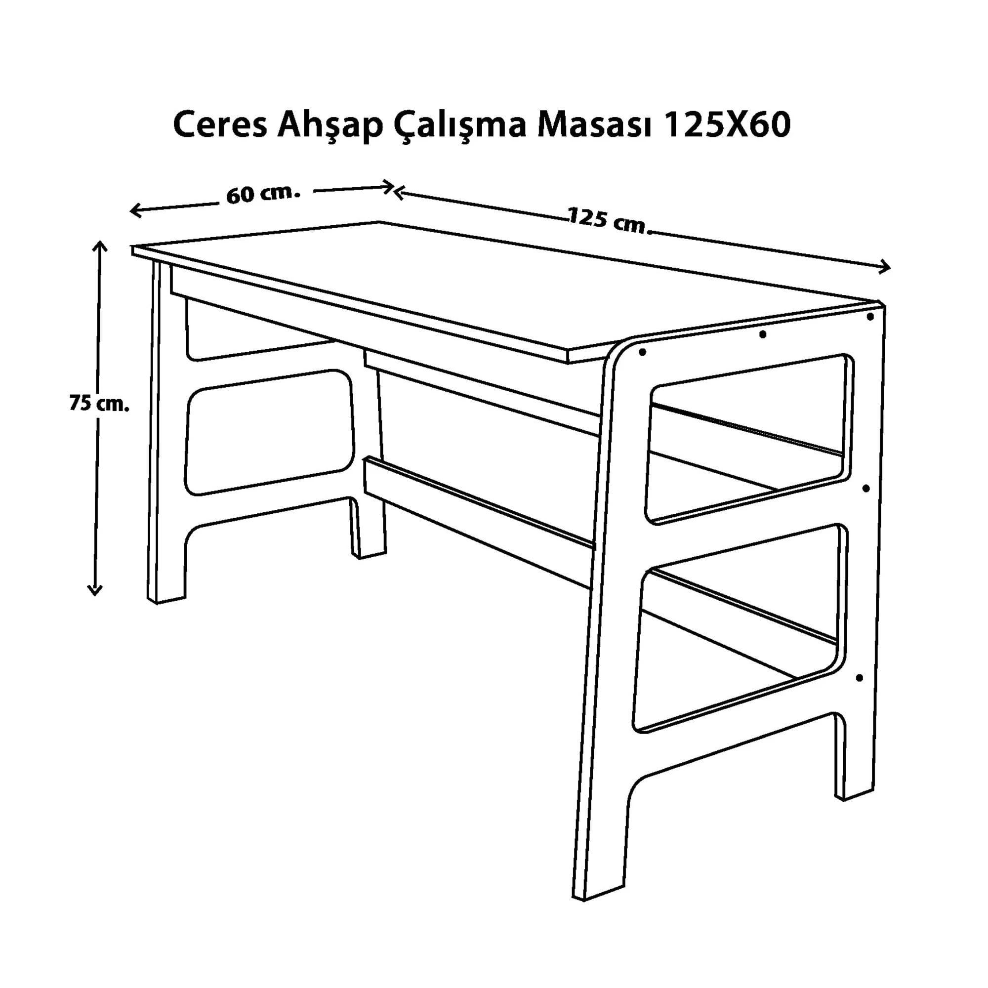 Birou CPT4837-125, 125 x 75 x 60 cm, nuc, lemn — imaginea 3