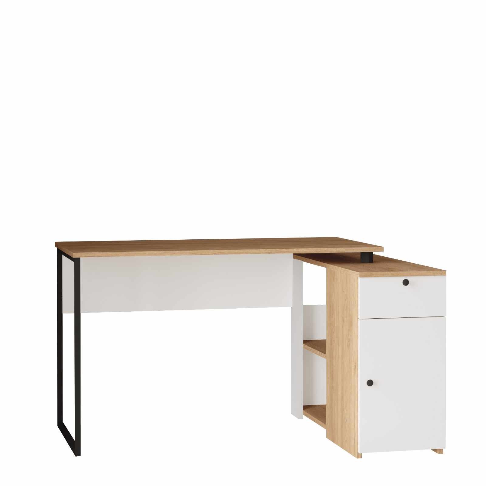 Birou Nor1-Sw, 129,8 x 70 x 90 cm, natural alb, PAL melaminat — imaginea 4