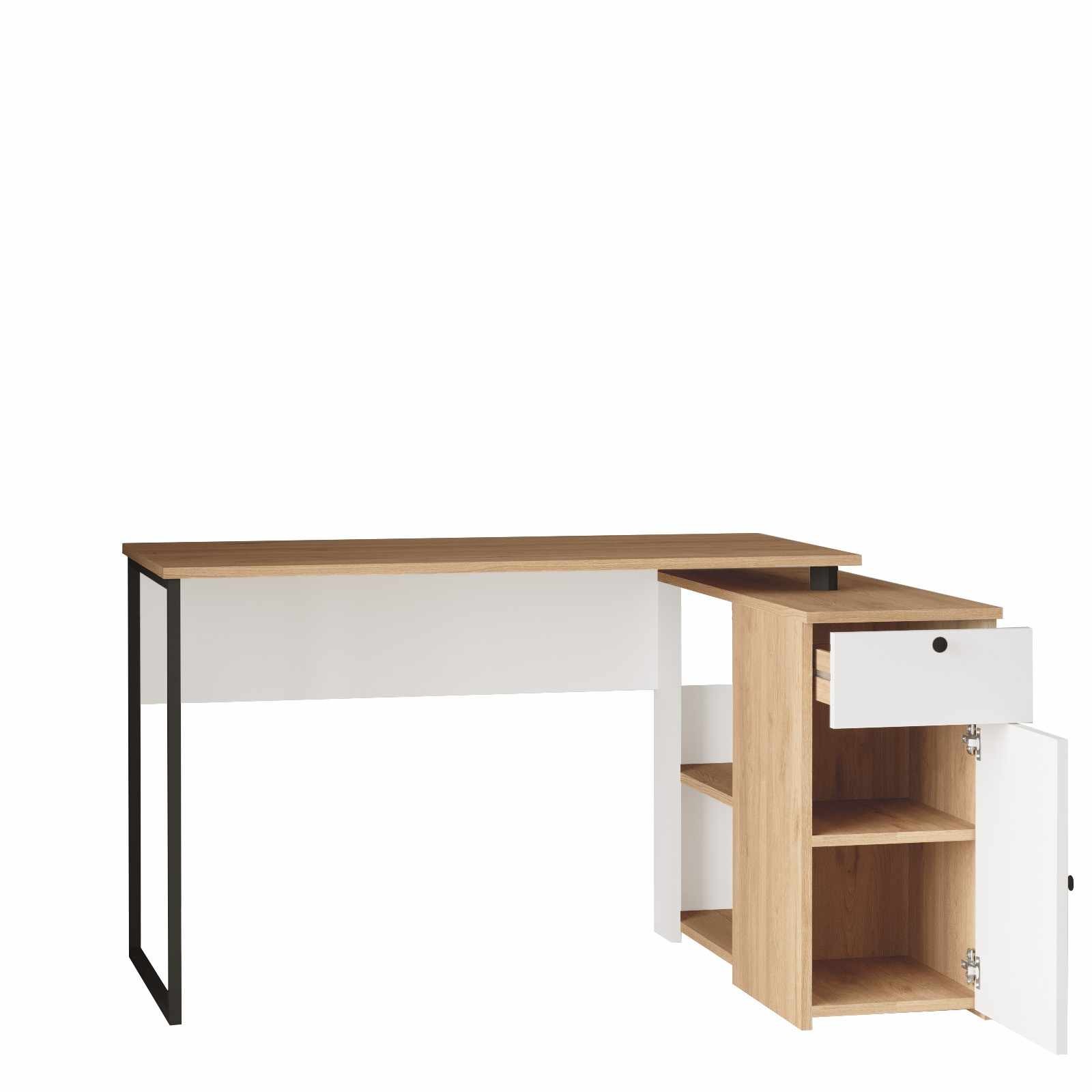 Birou Nor1-Sw, 129,8 x 70 x 90 cm, natural alb, PAL melaminat — imaginea 6