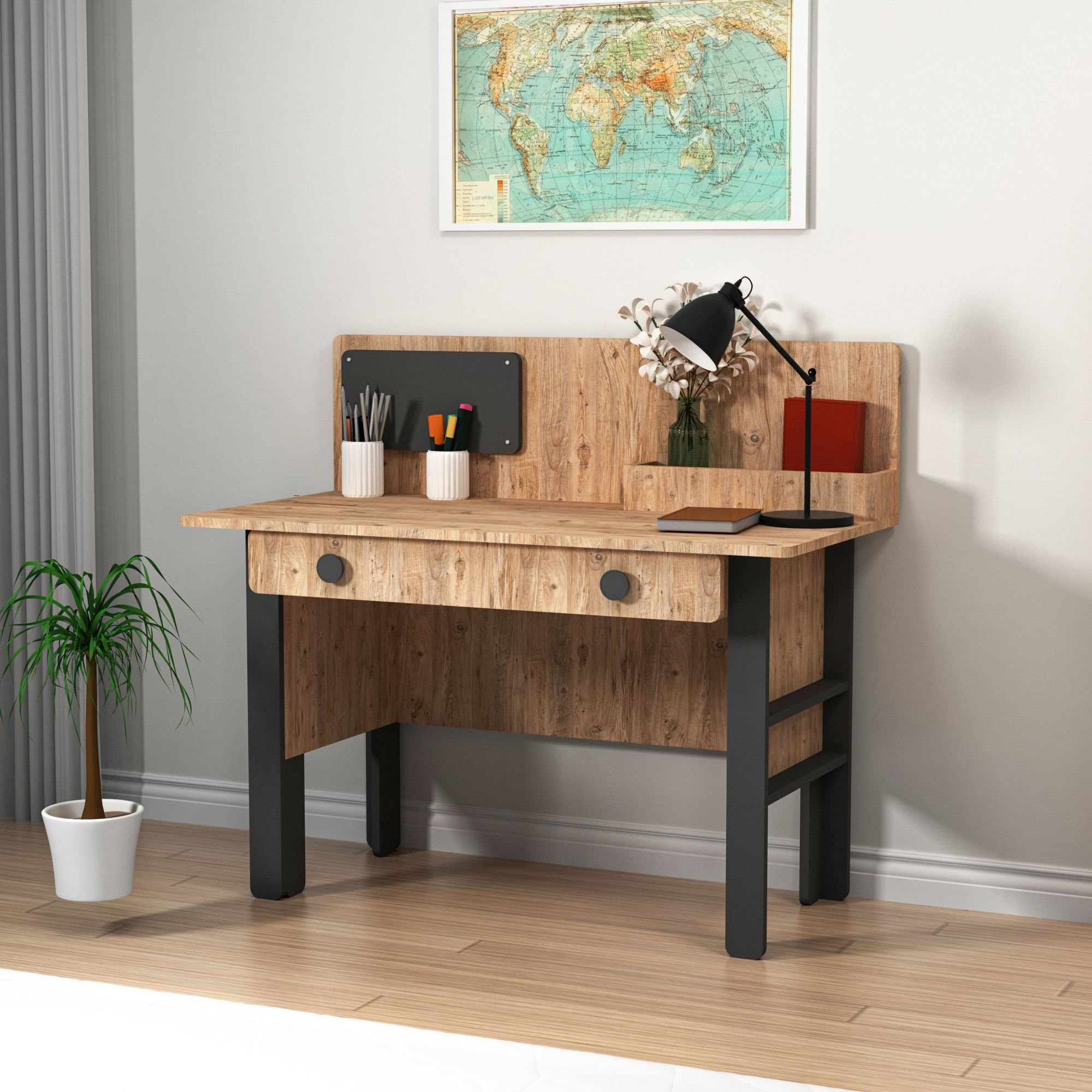 Birou Valerin, 120 x 72 x 60 cm, pin atlantic antracit, PAL melaminat — imaginea 6
