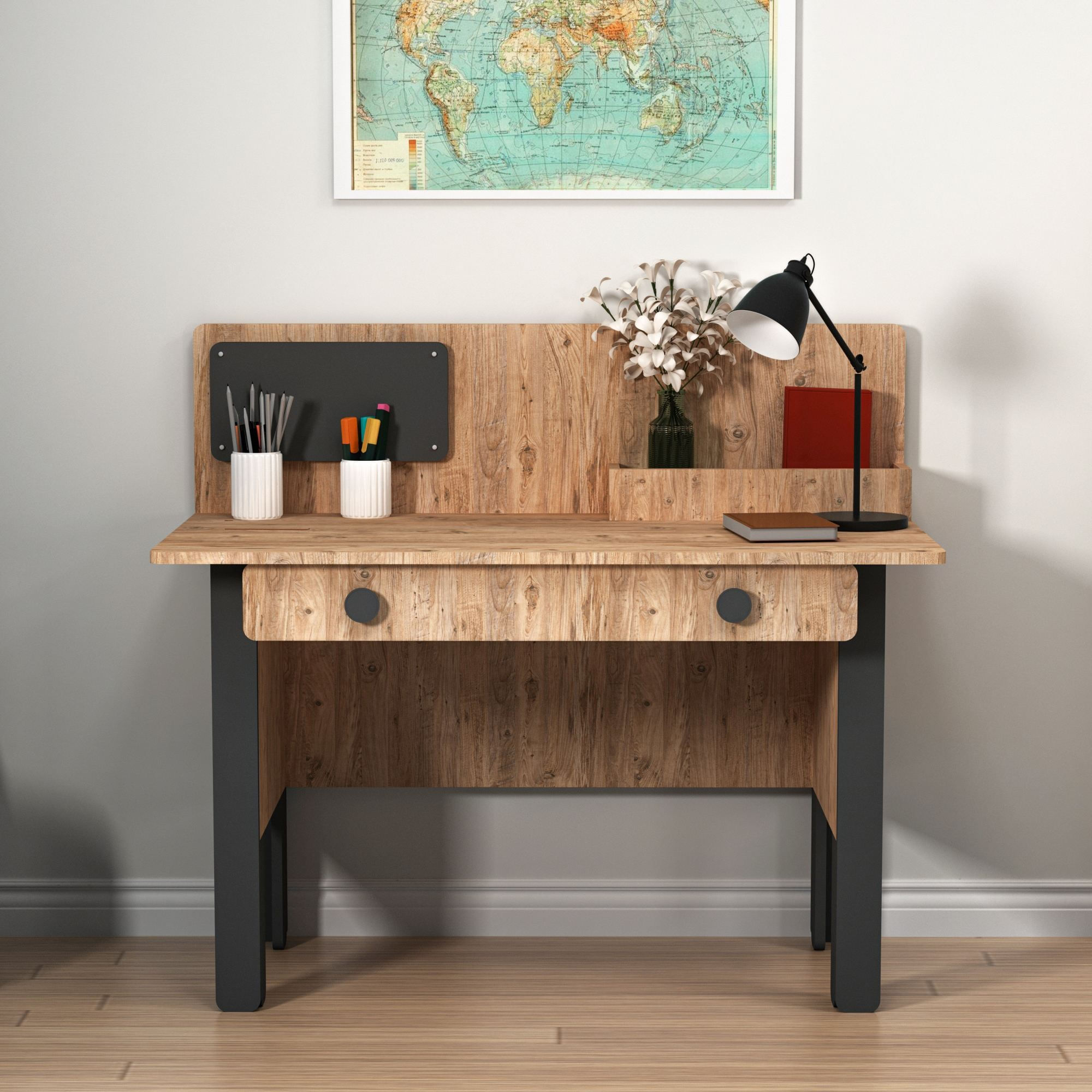 Birou Valerin, 120 x 72 x 60 cm, pin atlantic antracit, PAL melaminat — imaginea 8