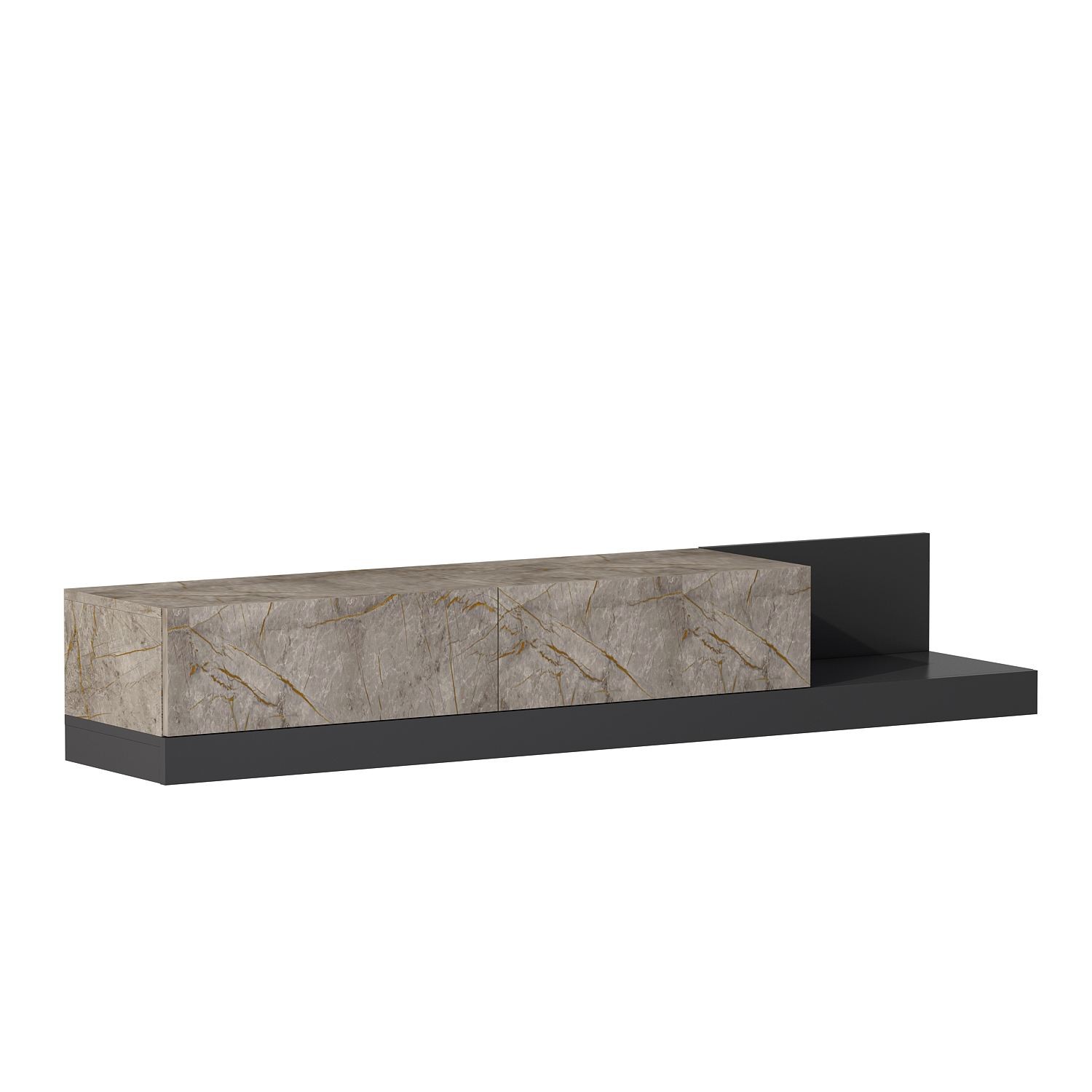Comoda TV Major, 180 x 30 x 37 cm, gordion marmura antracit, PAL melaminat, gordion marble / antracit — imaginea 2
