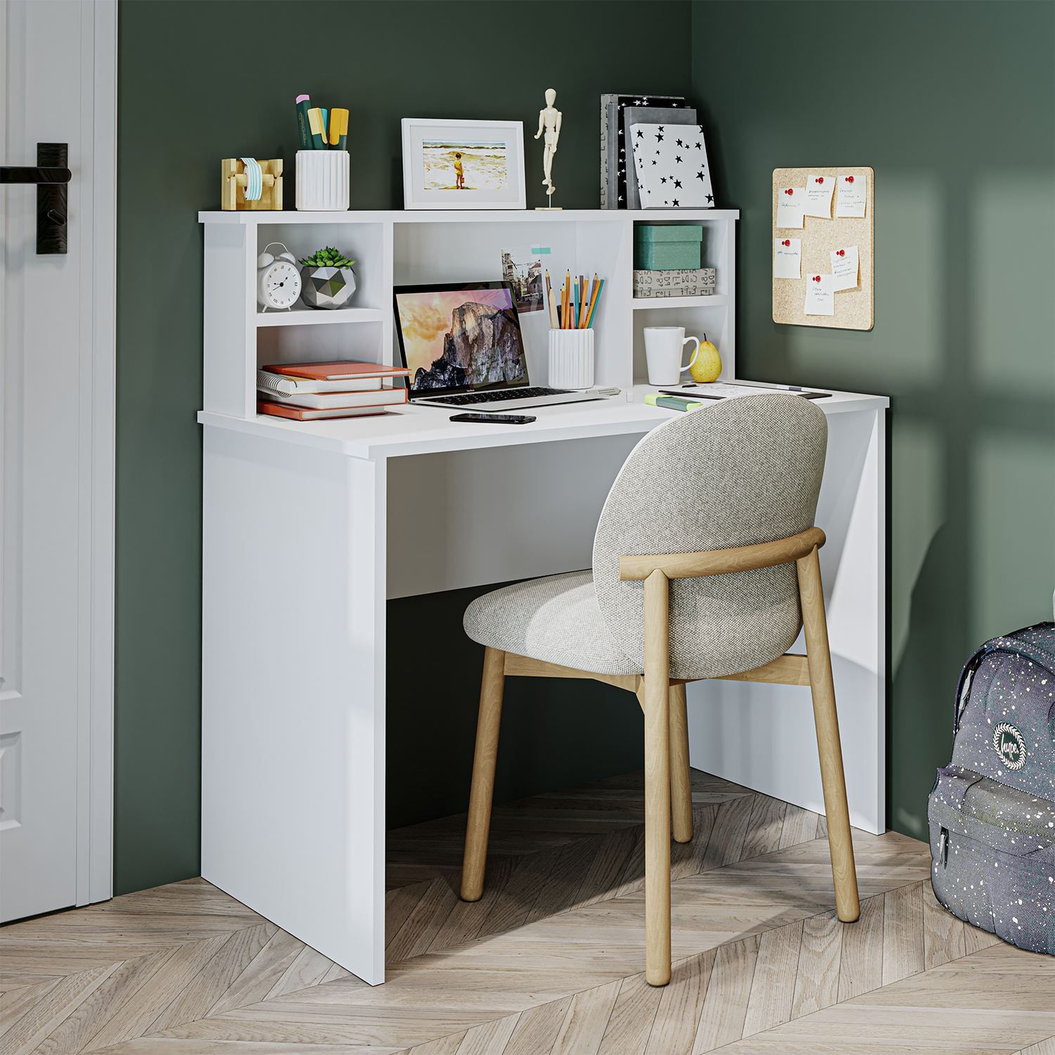 Birou 2634, 100 x 105,8 x 55 cm, alb, PAL melaminat — imaginea 4