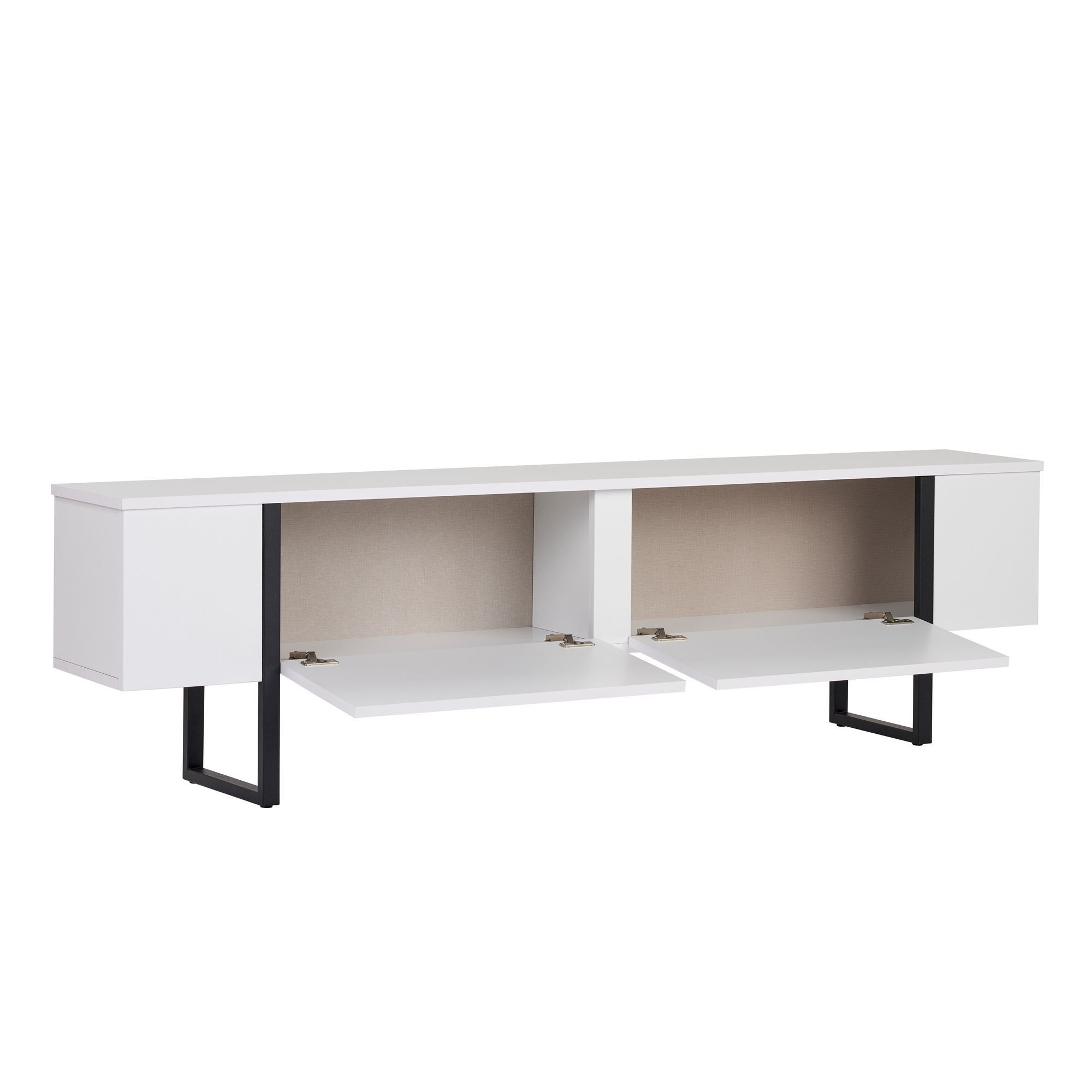 Comoda TV Onera, 180 x 45 x 30 cm, PAL melaminat, alb / negru — imaginea 4