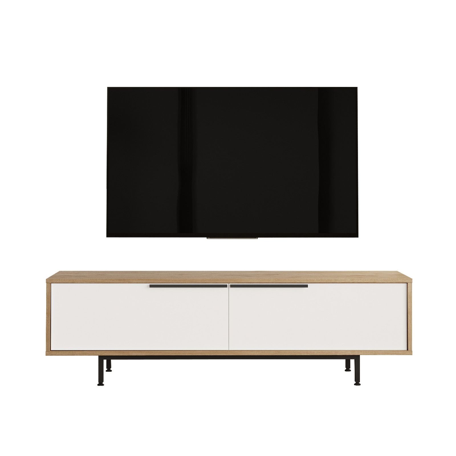 Comoda TV ON1-SW, 160 x 45,1 x 35,5 cm, stejar alb, PAL melaminat — imaginea 3