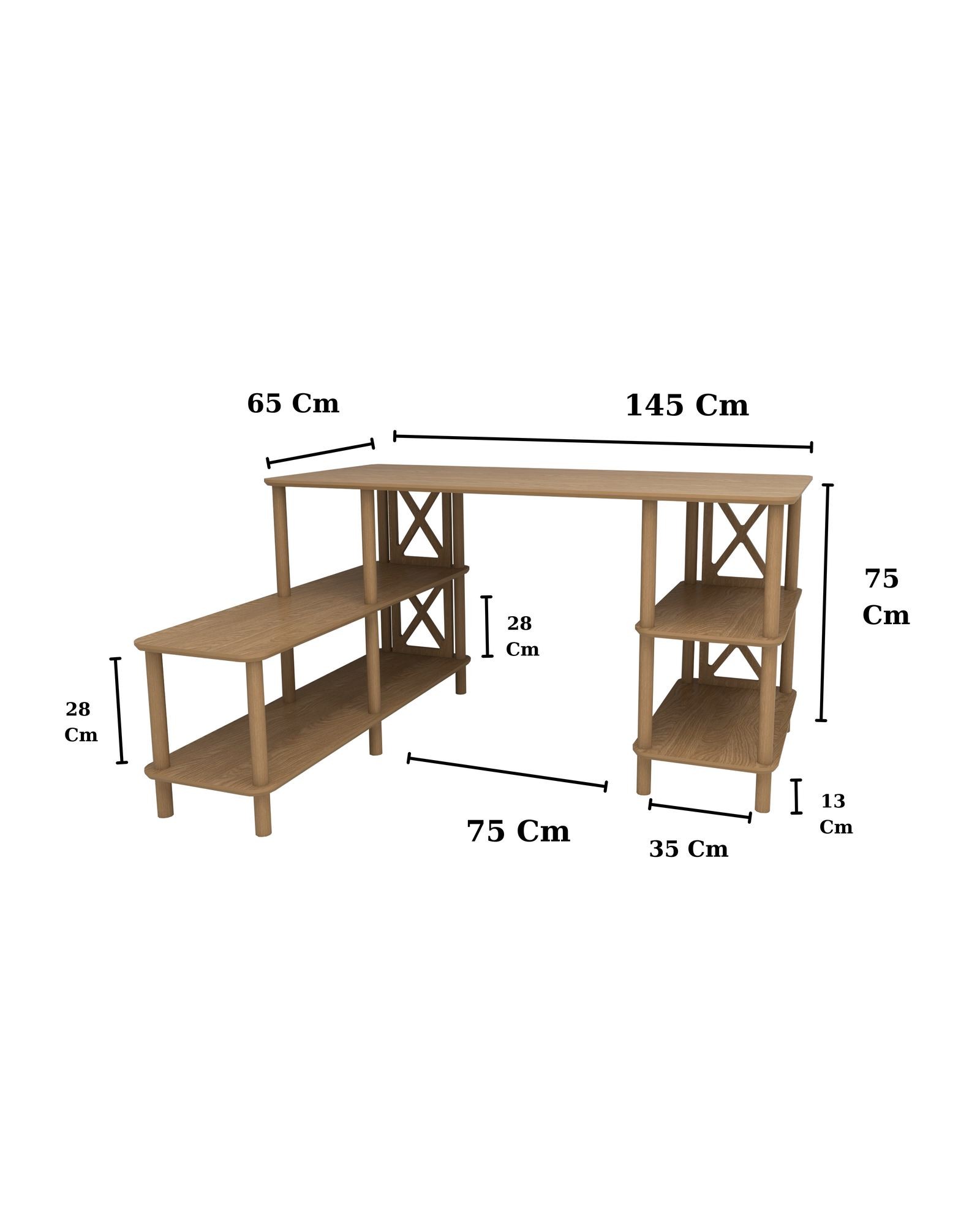 Birou Legno, 145 x 75 x 65 cm, stejar, MDF, capacitate 15 kg — imaginea 6