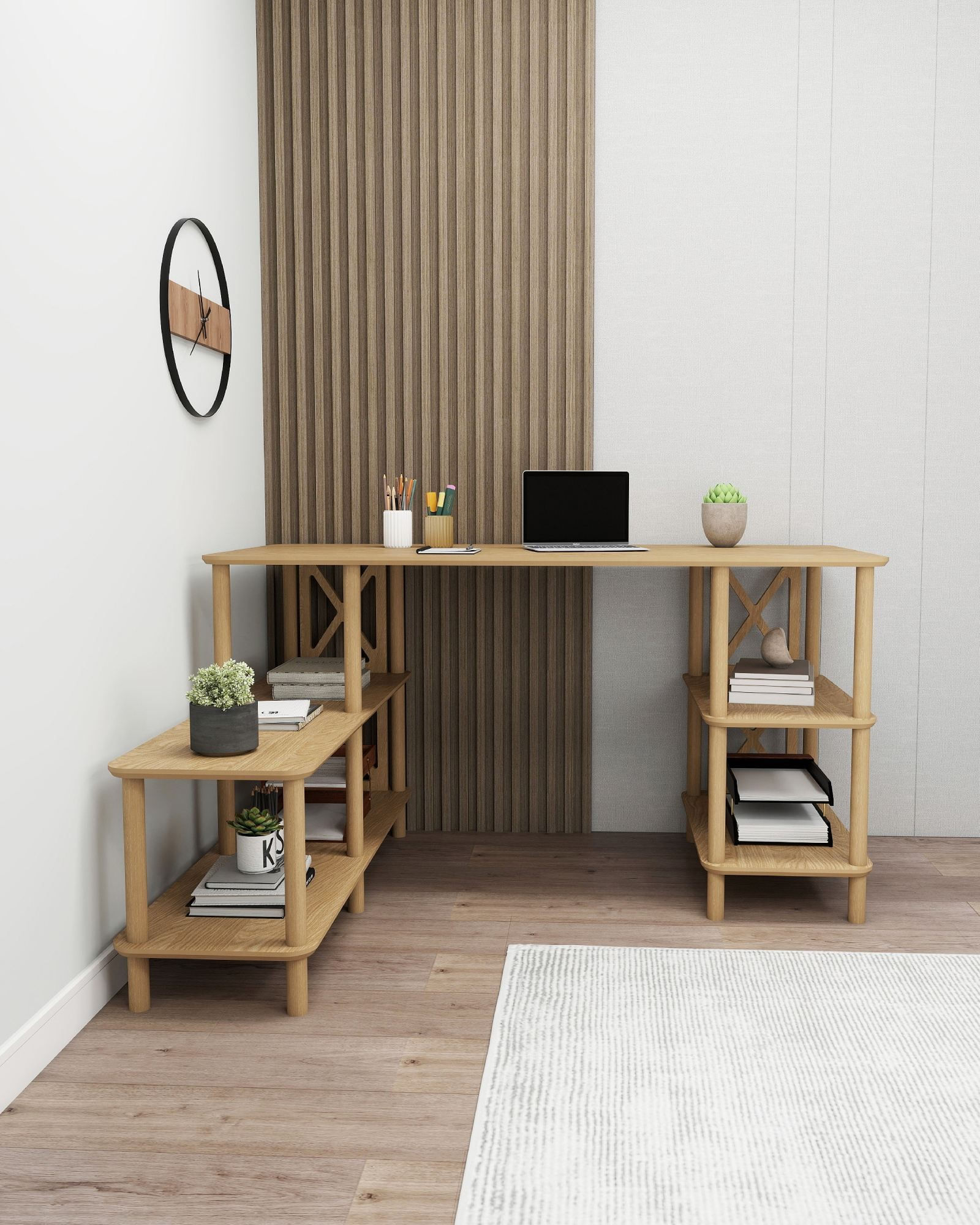 Birou Legno, 145 x 75 x 65 cm, stejar, MDF, capacitate 15 kg — imaginea 7