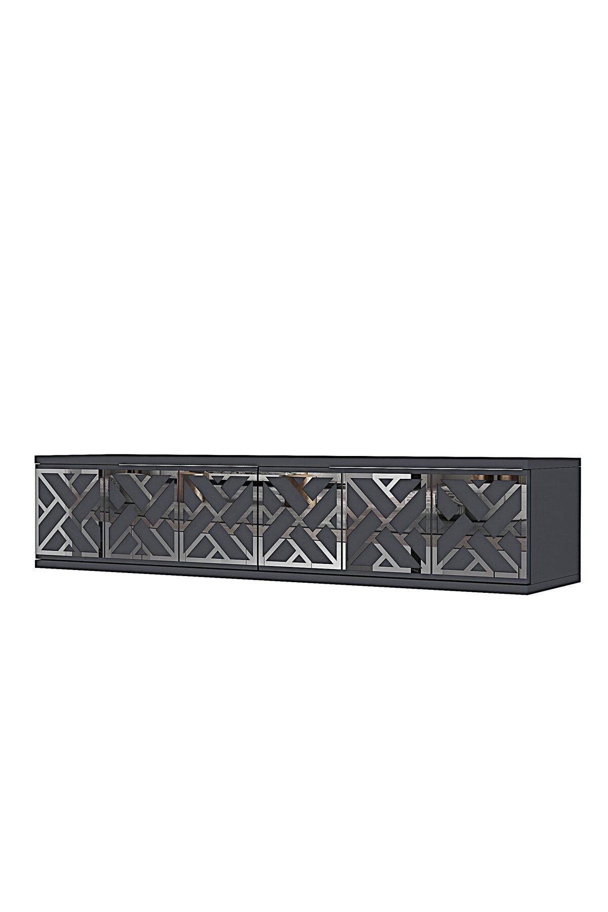 Comoda dormitor Arex 120, 120 x 25, 5 x 29, 6 cm, antracit argintiu, PAL melaminat, oglinda inclusa, fixare pe perete, antracit / silver — imaginea 5