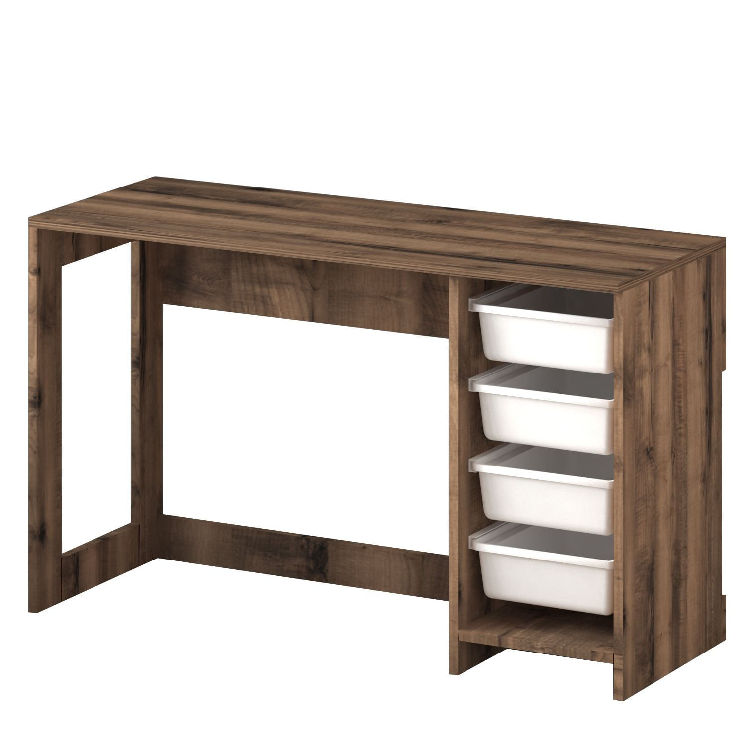 Birou Hero, 120 x 73 x 45 cm, alb nuc antichizat, PAL melaminat, alb / antique nuc — imaginea 2