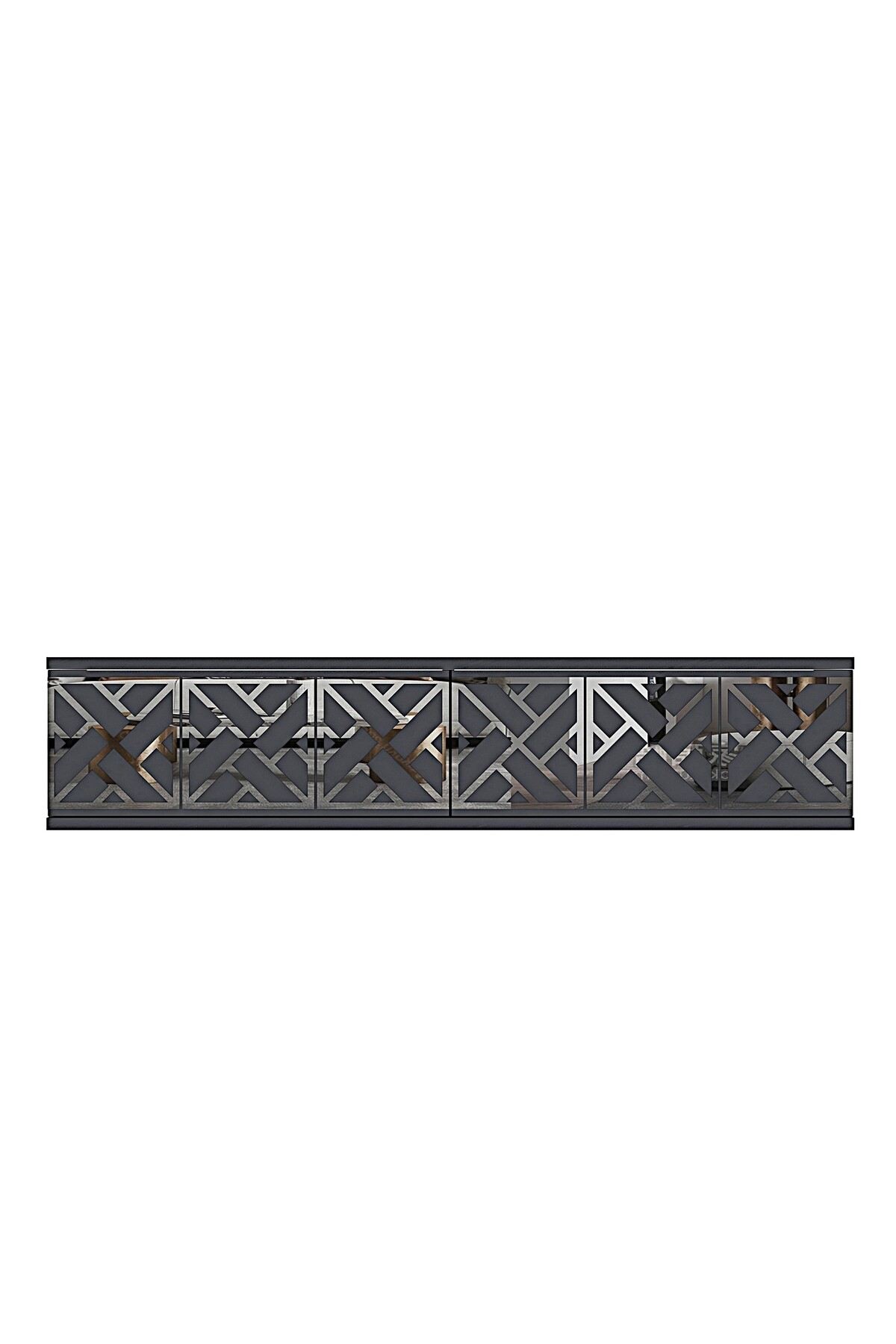 Comoda dormitor Arex 120, 120 x 25, 5 x 29, 6 cm, antracit argintiu, PAL melaminat, oglinda inclusa, fixare pe perete, antracit / silver — imaginea 7