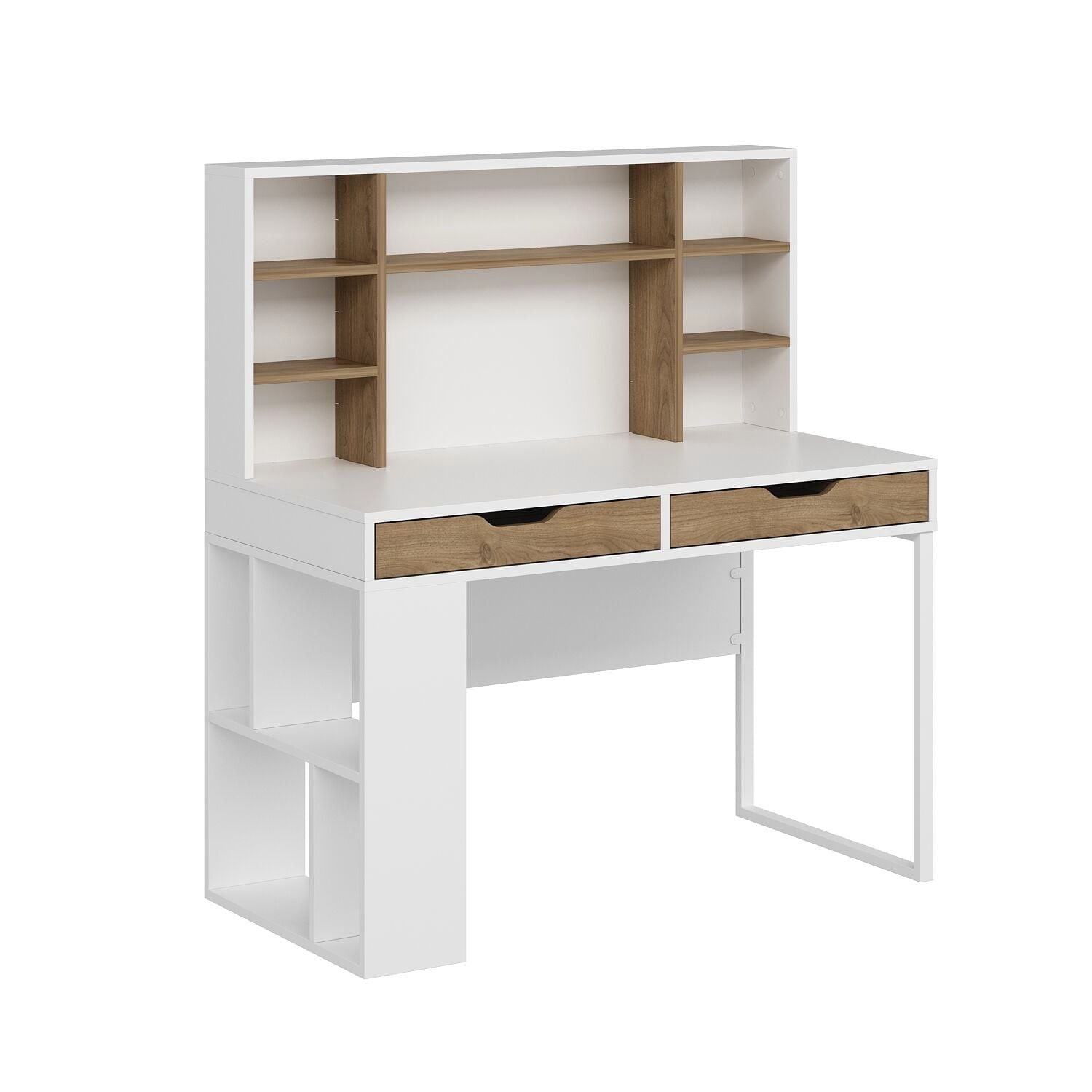 Birou Mila, 120 x 132 x 60 cm, alb nuc, PAL melaminat — imaginea 3