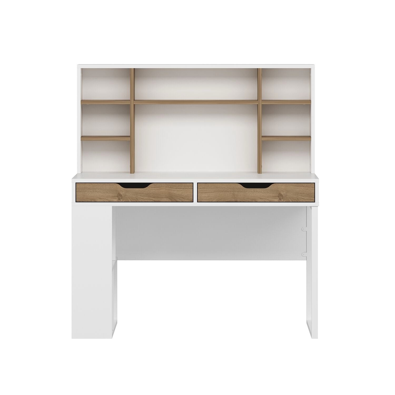 Birou Mila, 120 x 132 x 60 cm, alb nuc, PAL melaminat — imaginea 5