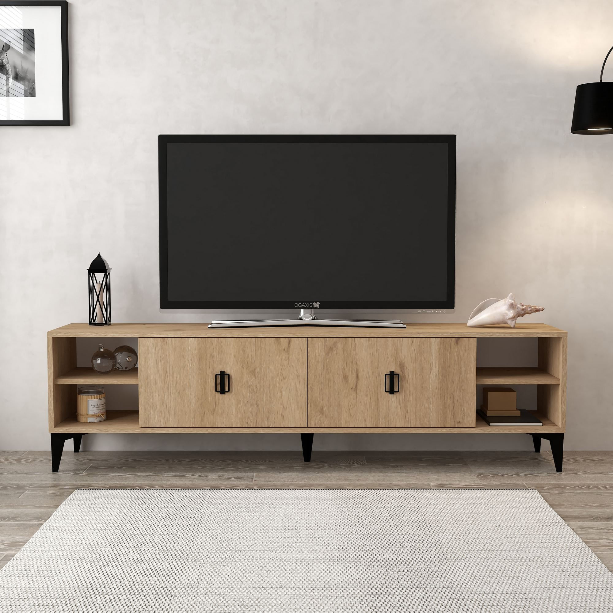 Comoda TV Deren 3807, 150 x 47 x 35 cm, stejar safir, PAL melaminat — imaginea 5