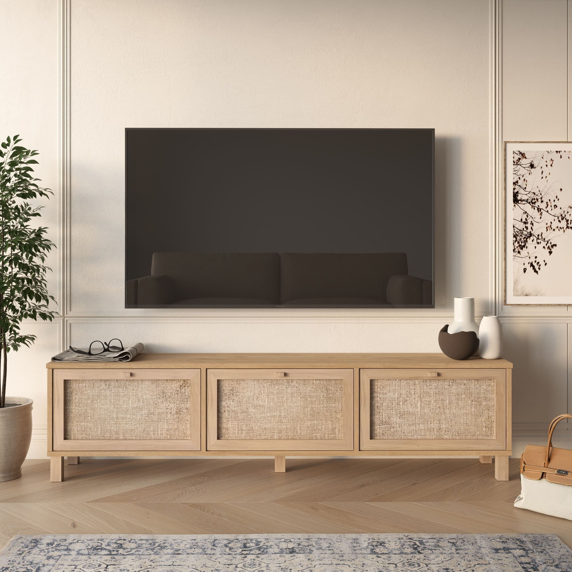 Comoda TV Dune - DN2-SJ, 180 x 45,6 x 32 cm, stejar, PAL melaminat — imaginea 5