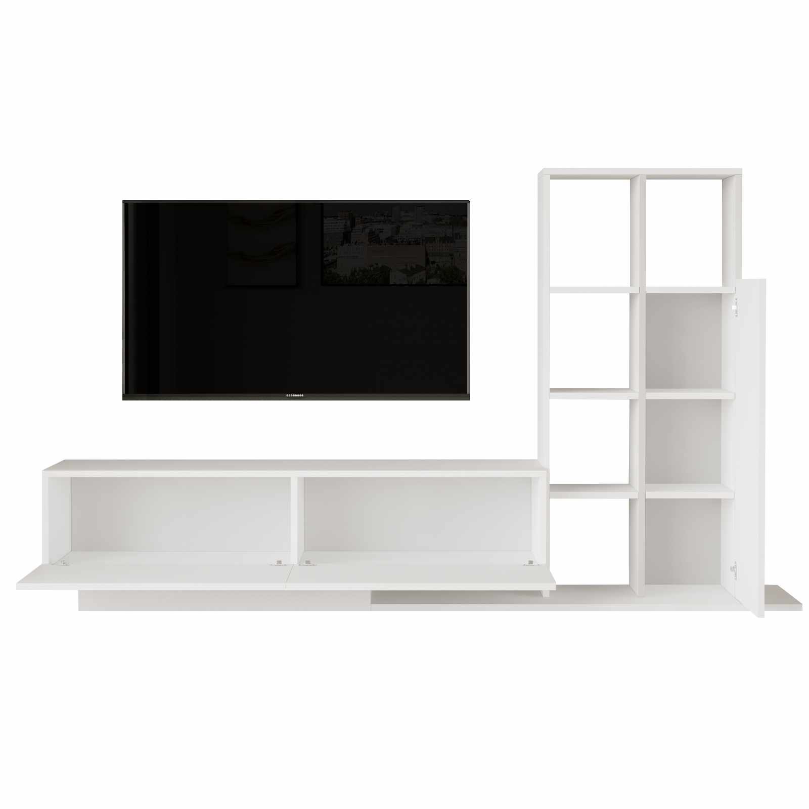 Comoda TV For1-W, 201,2 x 123,6 x 29,5 cm, alb, PAL melaminat, capacitate 60 kg — imaginea 2