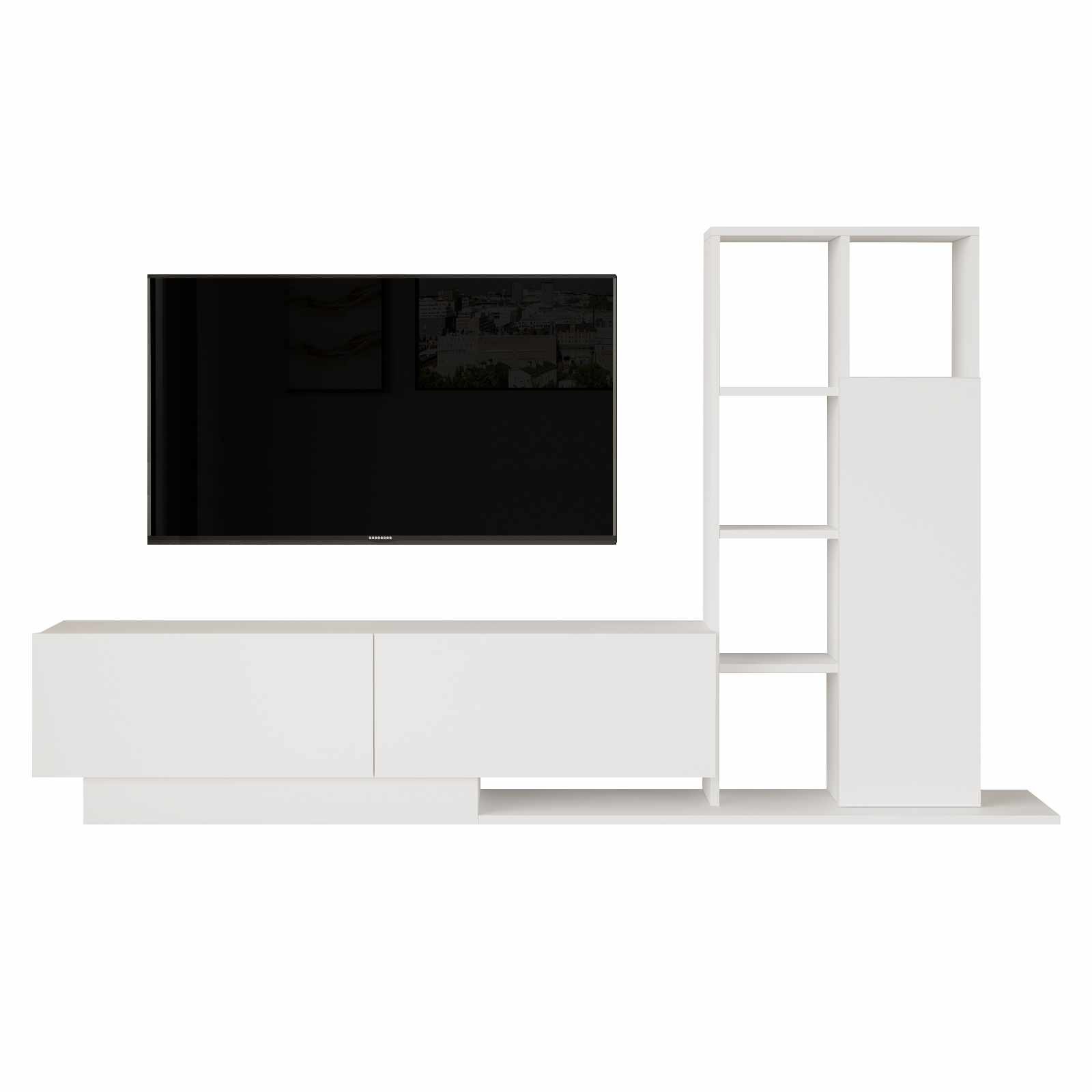 Comoda TV For1-W, 201,2 x 123,6 x 29,5 cm, alb, PAL melaminat, capacitate 60 kg — imaginea 4