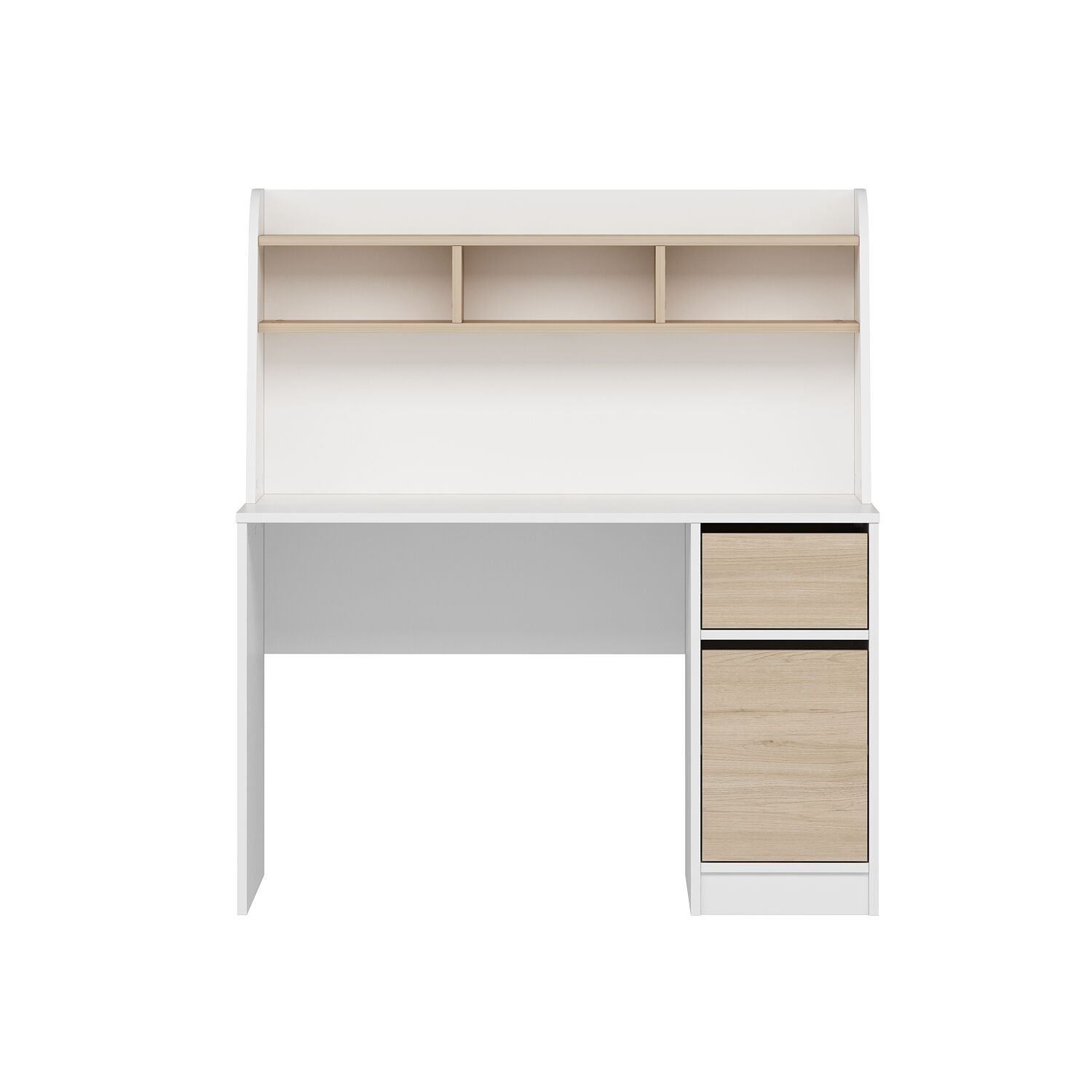 Birou Orina, 120 x 135 x 60 cm, alb nuc, PAL melaminat — imaginea 2