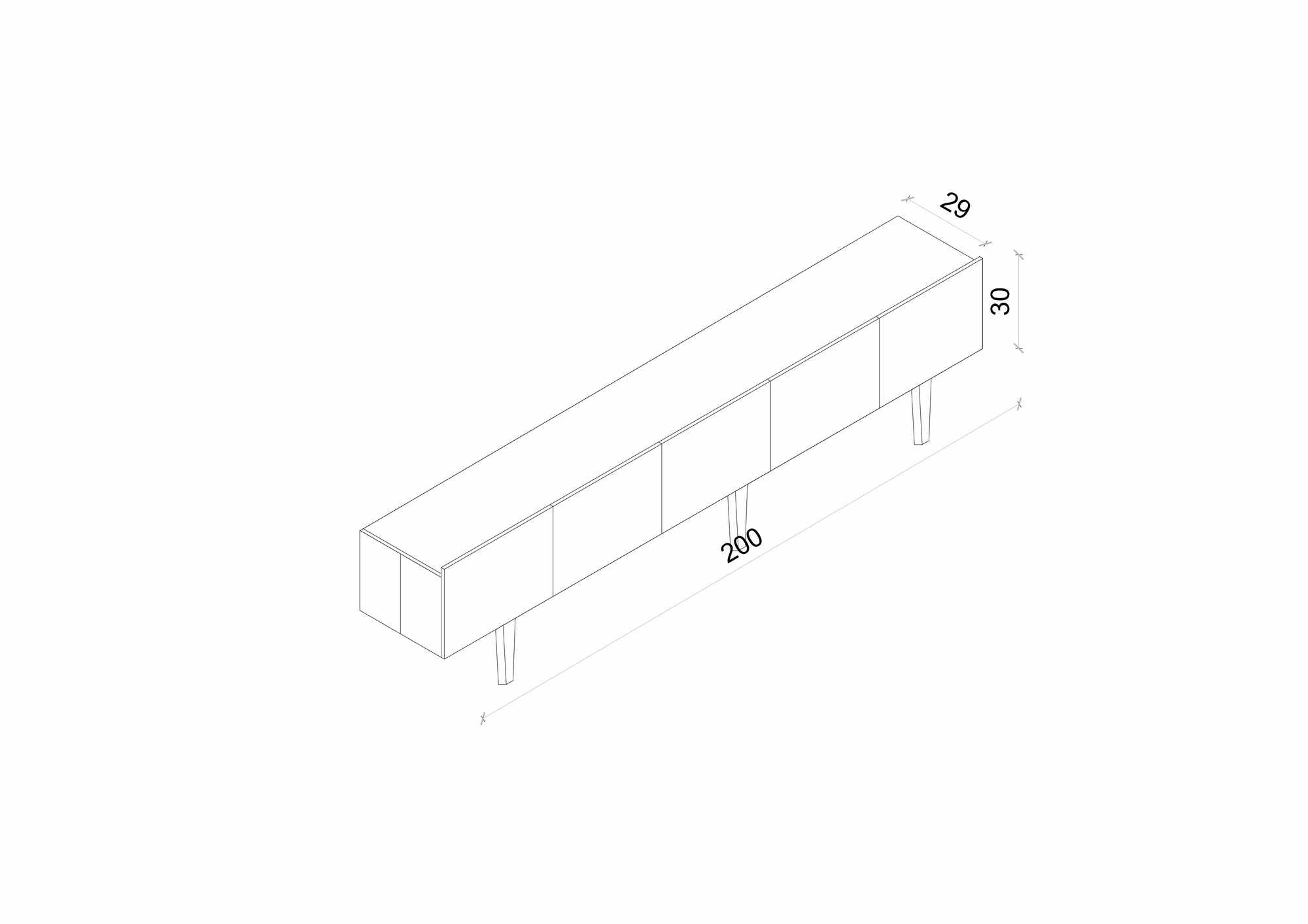 Comoda TV Capella 200, 200 x 50 x 29 cm, bej nisip, MDF, capacitate 37 kg, sandstone — imaginea 5