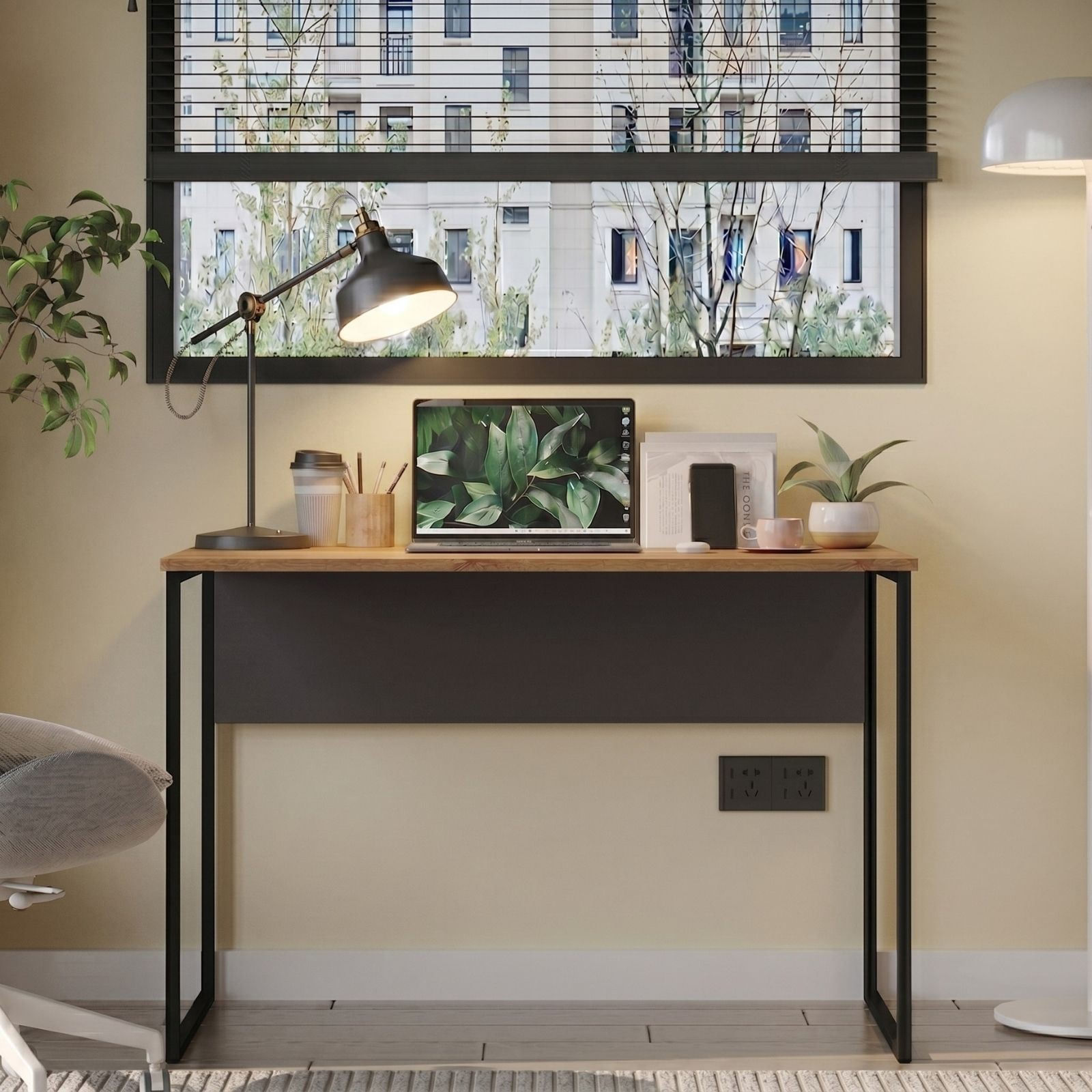 Birou Nor2-Sa, 100 x 75 x 55 cm, stejar antracit, PAL melaminat — imaginea 5