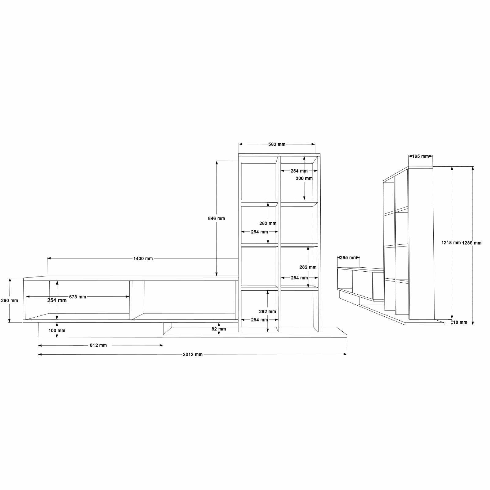 Comoda TV For1-Sw, 201,2 x 123,6 x 29,5 cm, natural alb, PAL melaminat, capacitate 60 kg — imaginea 2