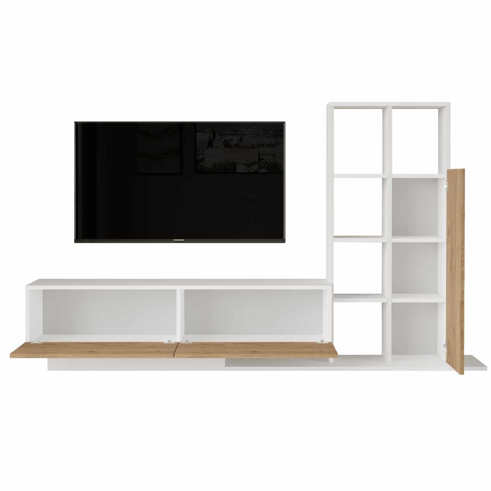 Comoda TV For1-Sw, 201,2 x 123,6 x 29,5 cm, natural alb, PAL melaminat, capacitate 60 kg — imaginea 3