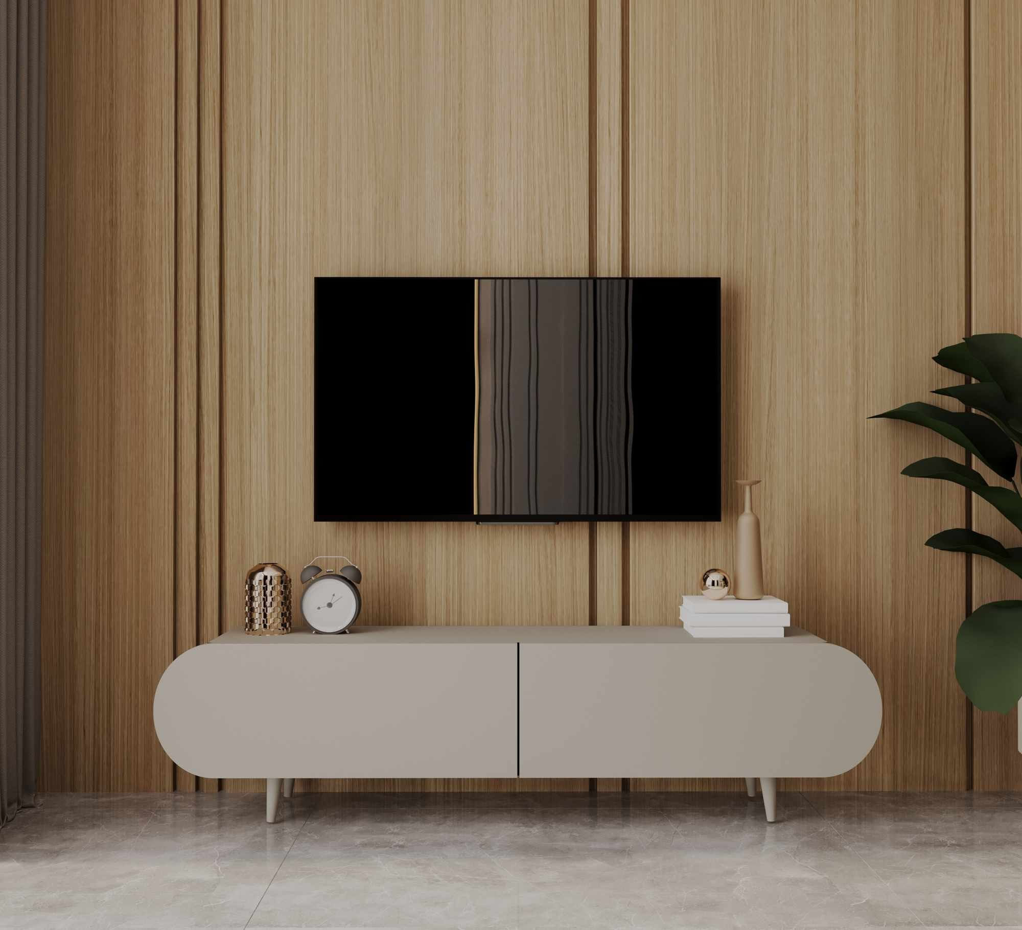 Comoda TV Regulus 160, 160 x 49 x 30 cm, bej nisip, MDF, capacitate 24 kg, sandstone — imaginea 4
