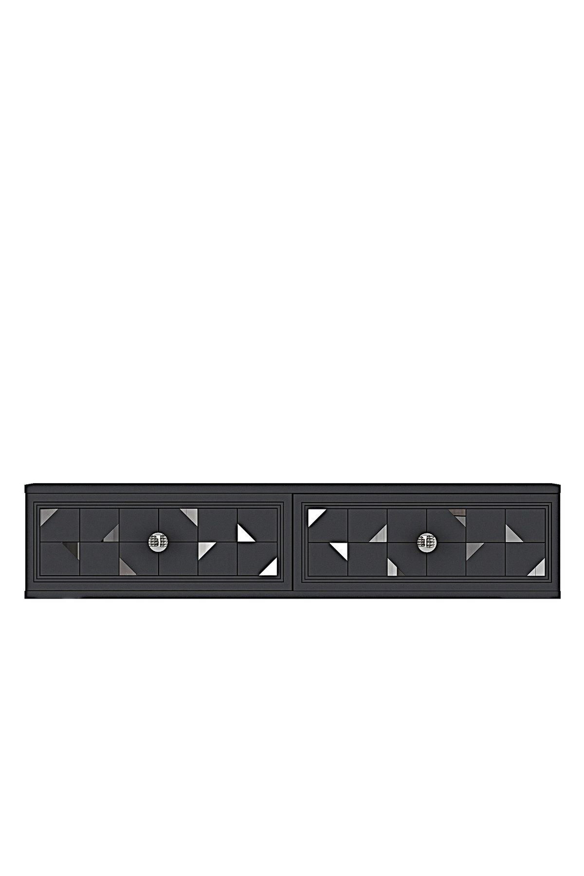 Comoda dormitor Moka 120, 120 x 25, 5 x 29, 6 cm, antracit argintiu, PAL melaminat, oglinda inclusa, fixare pe perete, antracit / silver — imaginea 4