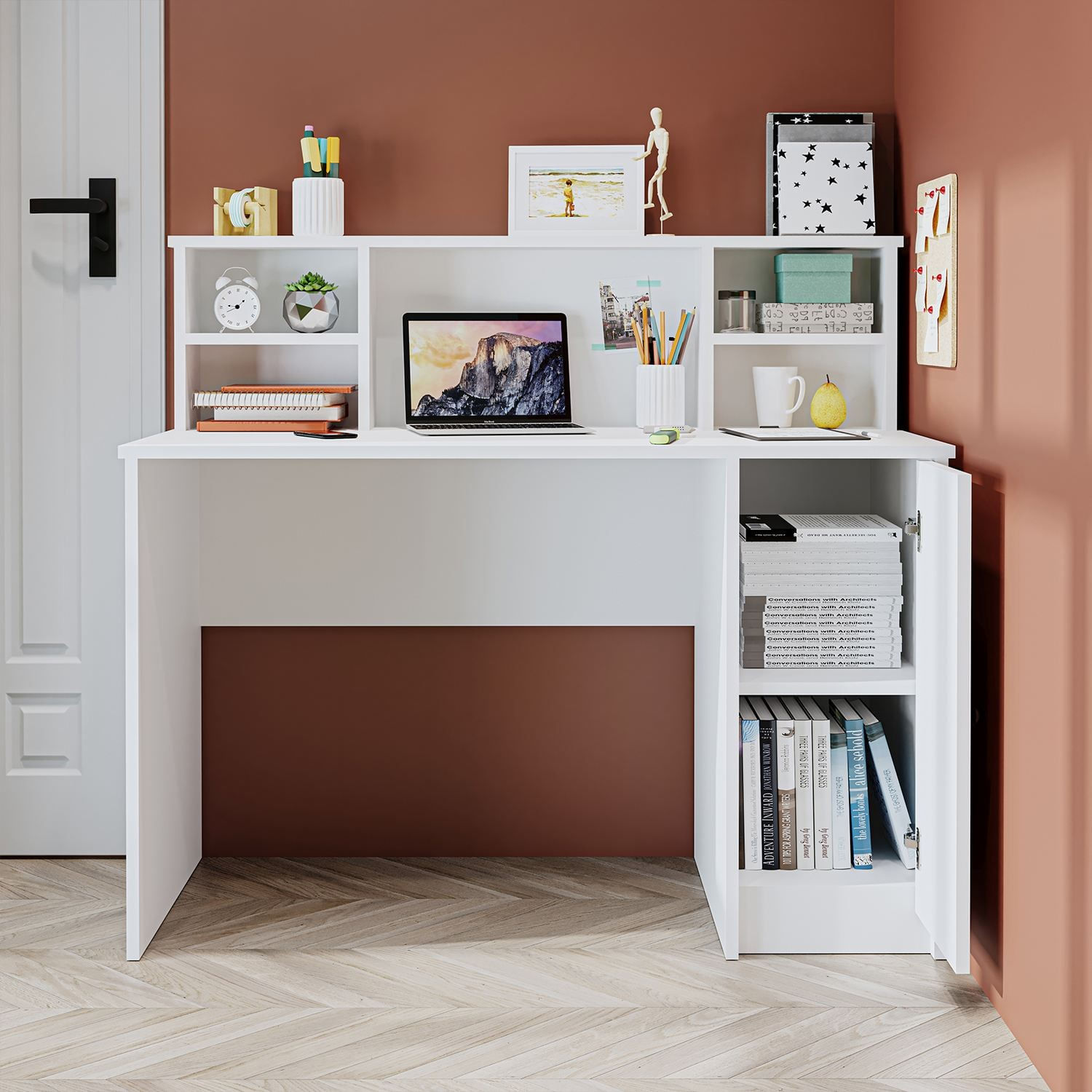 Birou 2638, 120 x 105,8 x 55 cm, alb, PAL melaminat — imaginea 4