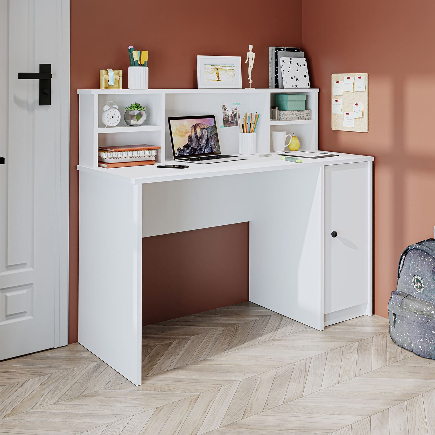Birou 2638, 120 x 105,8 x 55 cm, alb, PAL melaminat — imaginea 5