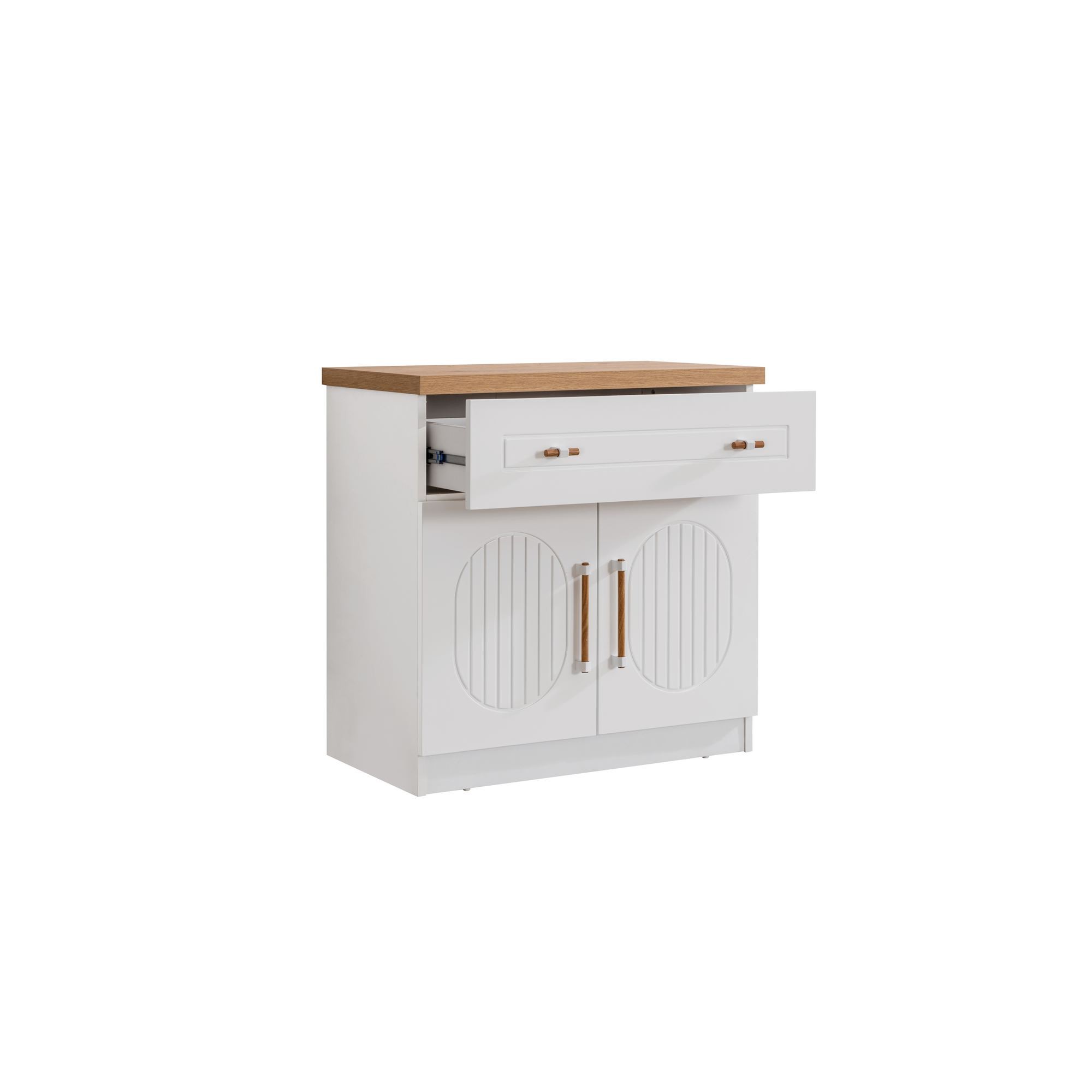Comoda dormitor Vita Bohem, 80 x 80 x 45 cm, alb, PAL melaminat, spatiu de depozitare, fixare pe perete — imaginea 5