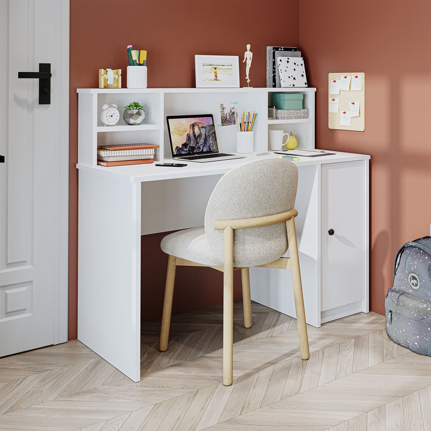 Birou 2638, 120 x 105,8 x 55 cm, alb, PAL melaminat — imaginea 7