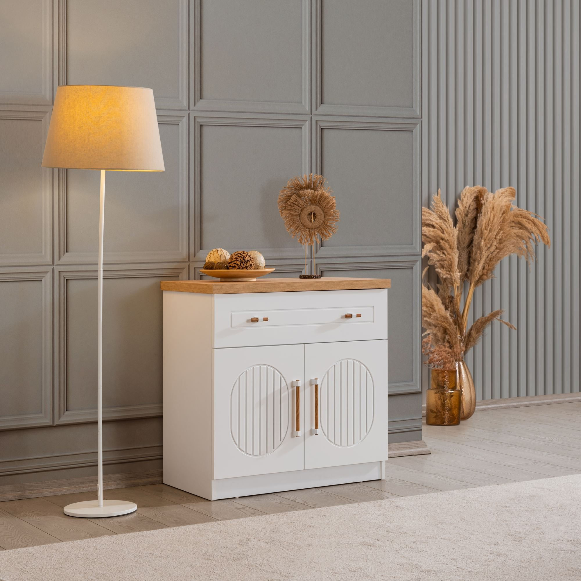 Comoda dormitor Vita Bohem, 80 x 80 x 45 cm, alb, PAL melaminat, spatiu de depozitare, fixare pe perete — imaginea 7