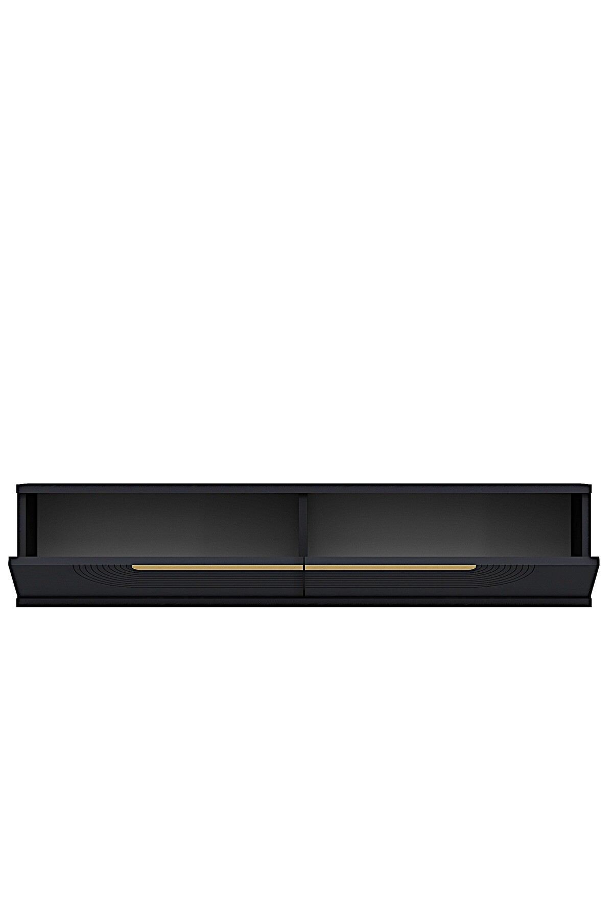 Comoda dormitor Meyra 120, 120 x 25, 5 x 29, 6 cm, antracit auriu, PAL melaminat, oglinda inclusa, fixare pe perete, antracit / gold — imaginea 2