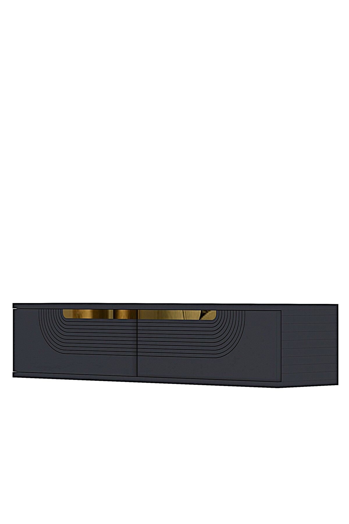Comoda dormitor Meyra 120, 120 x 25, 5 x 29, 6 cm, antracit auriu, PAL melaminat, oglinda inclusa, fixare pe perete, antracit / gold — imaginea 5